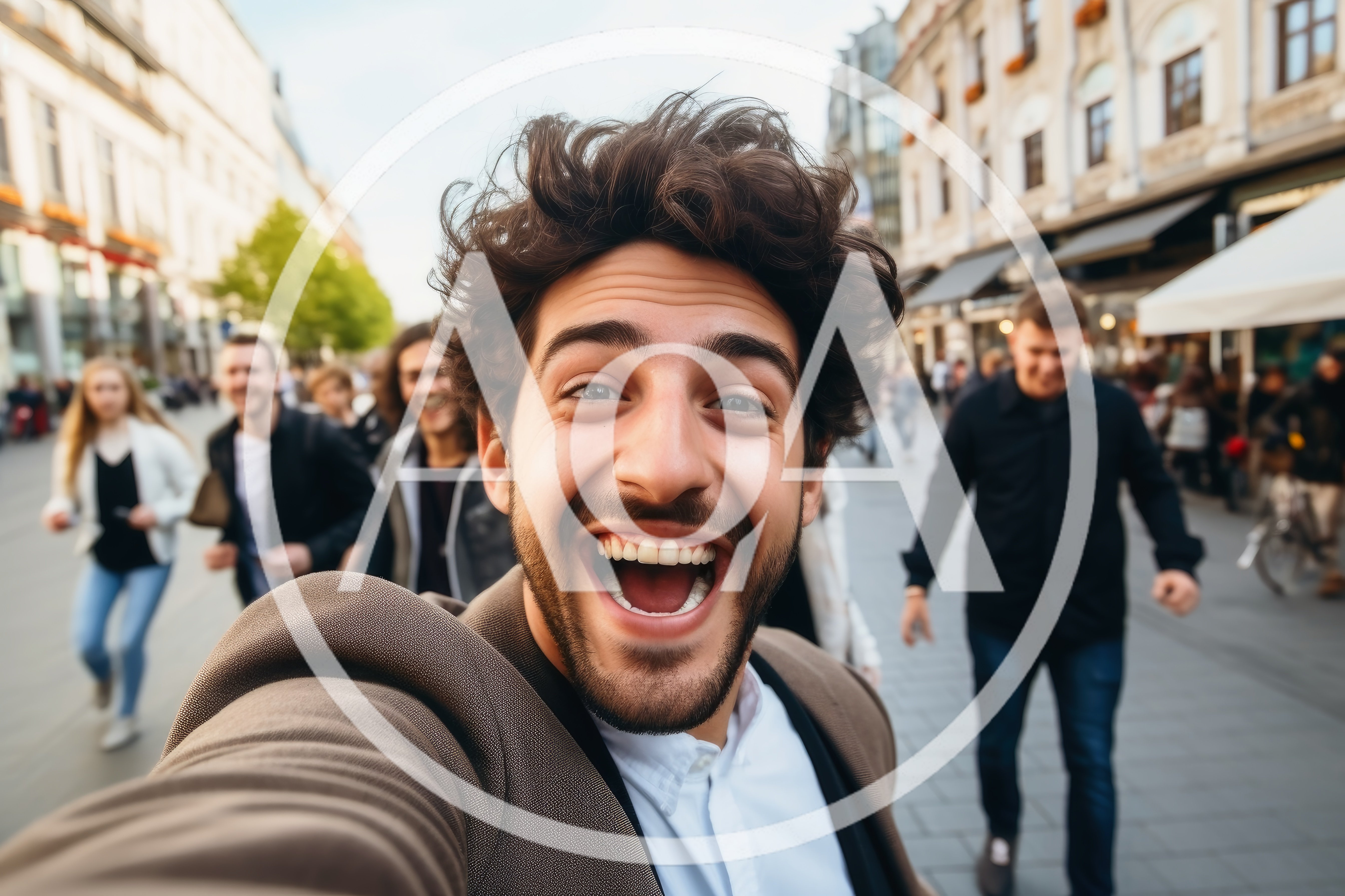 Young Man Taking A Joyful Selfie In A City