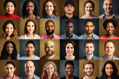 Diverse Group Of People Portrait Collage