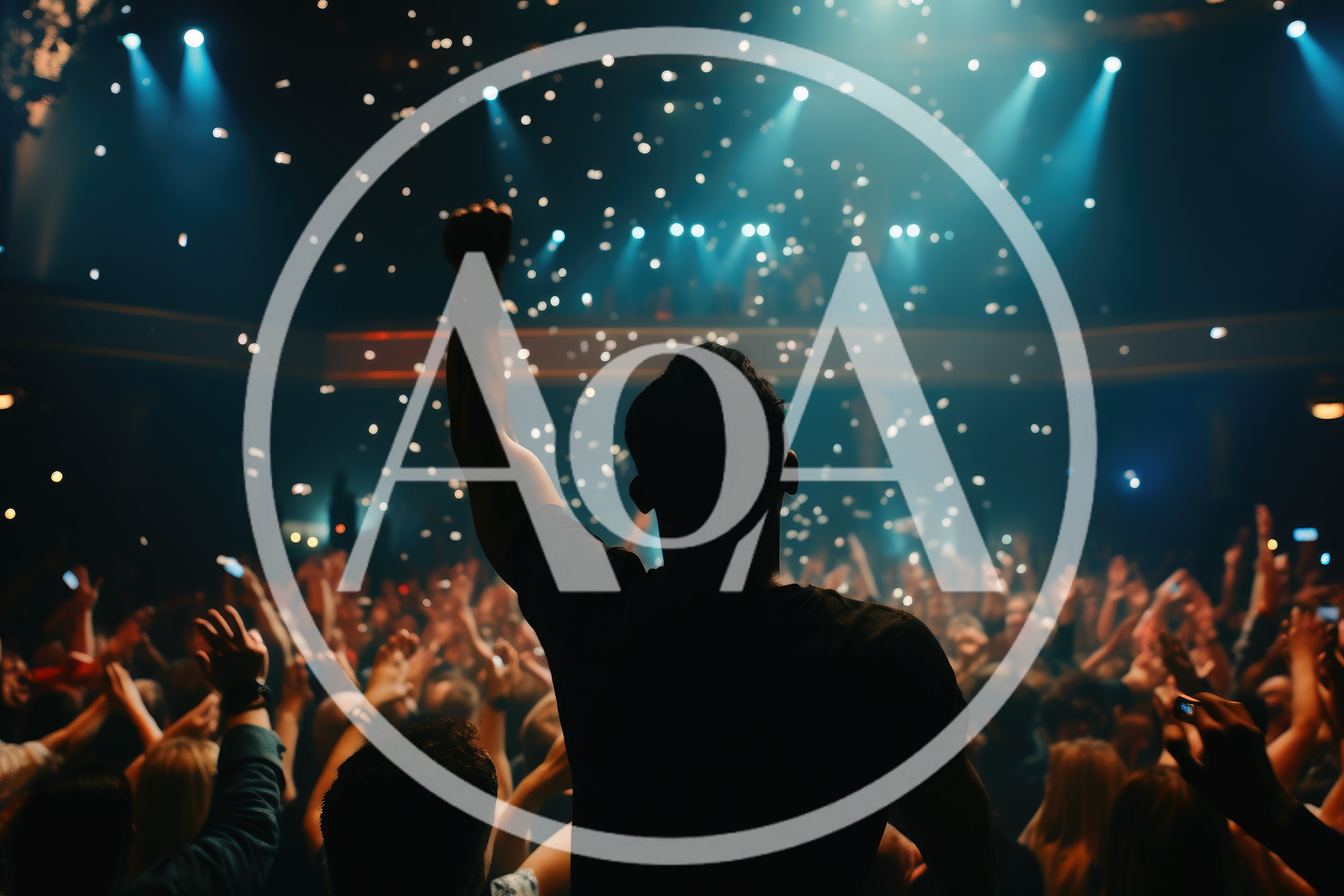 Concert Crowd Cheering With Raised Hands