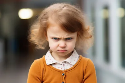 Portrait Of A Grumpy Little Girl