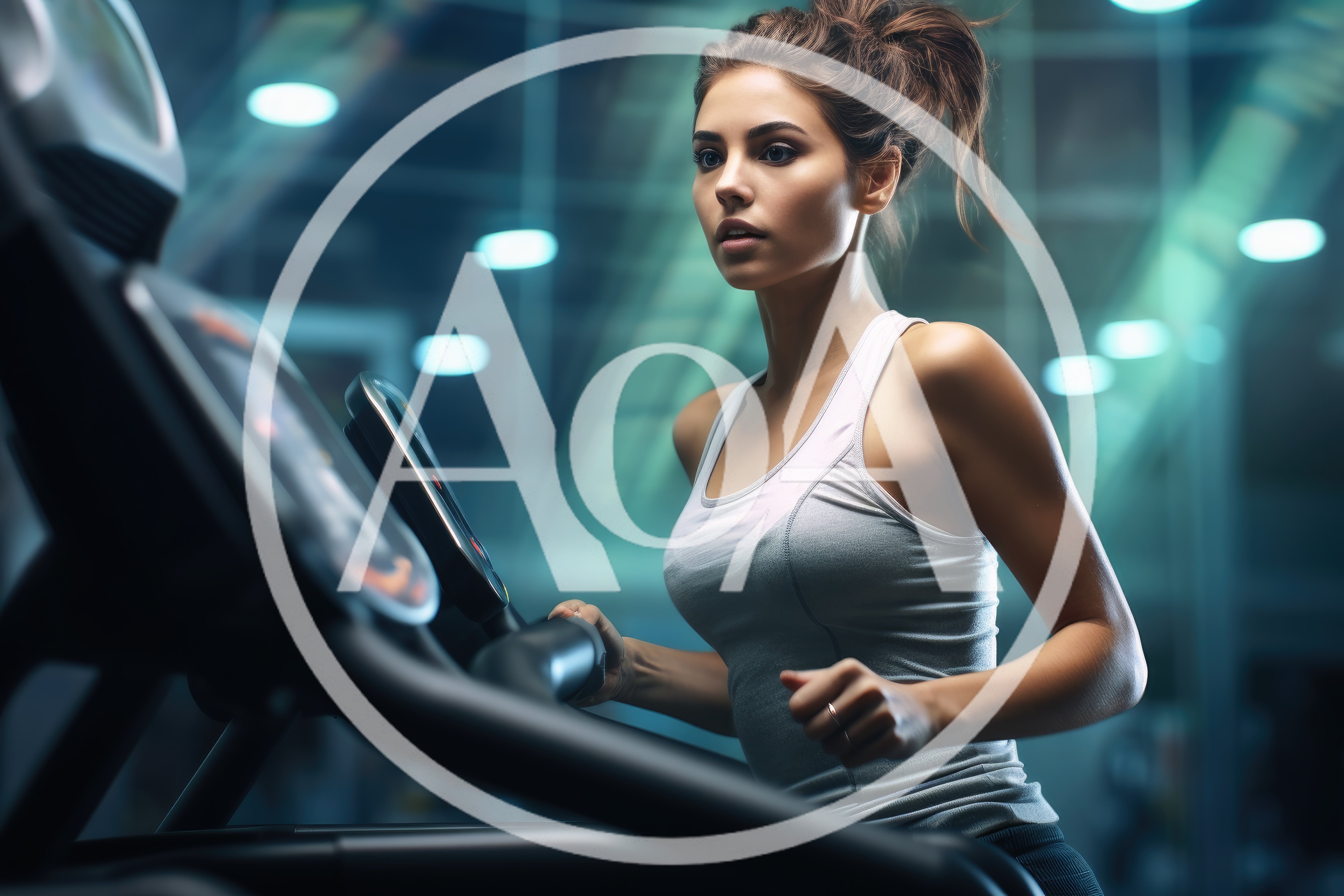 Young Woman Exercising on Treadmill in Modern Gym