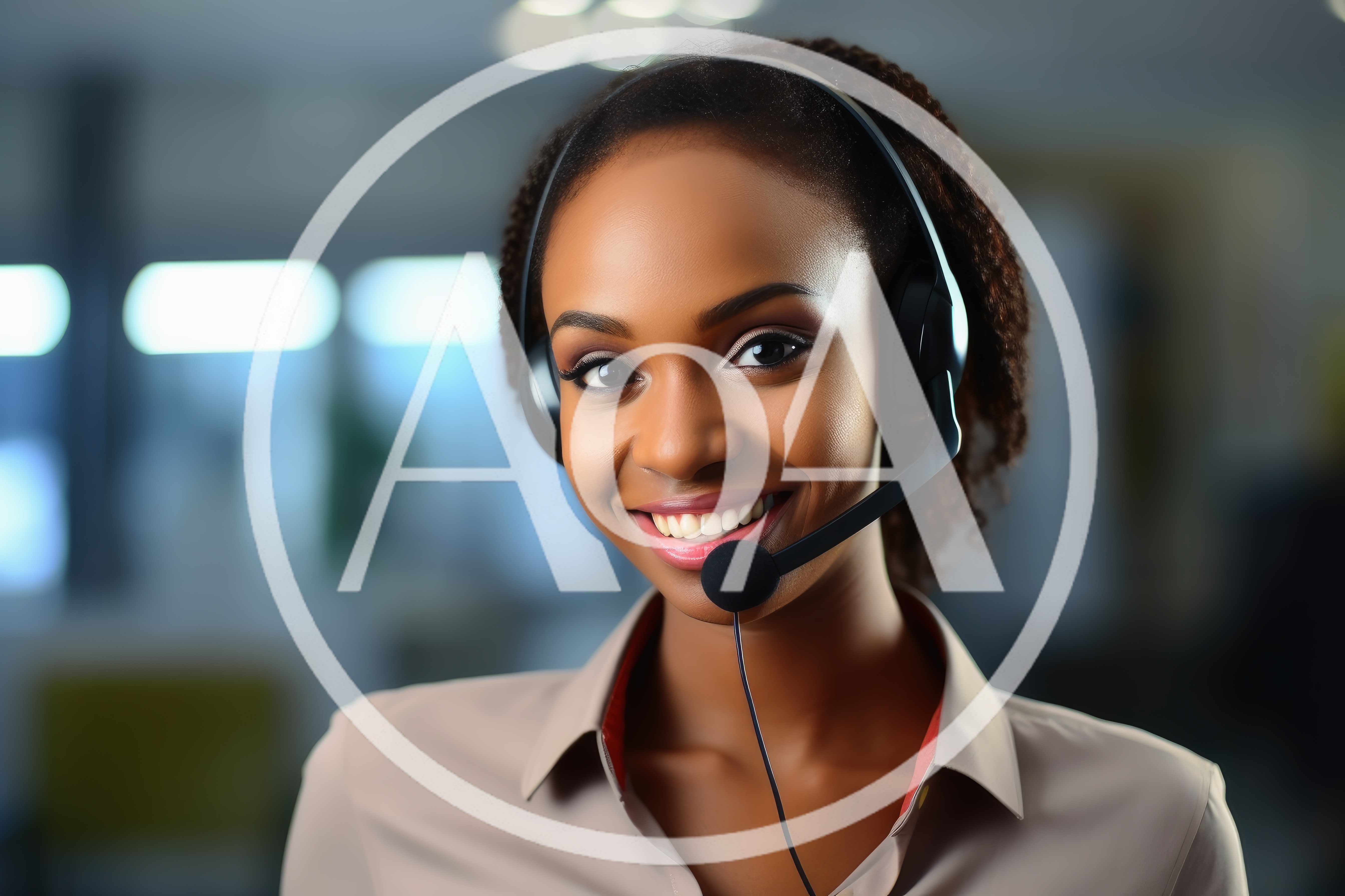 Smiling African American Customer Service Representative Wearing Headset