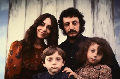 Vintage Family Portrait Of Four People