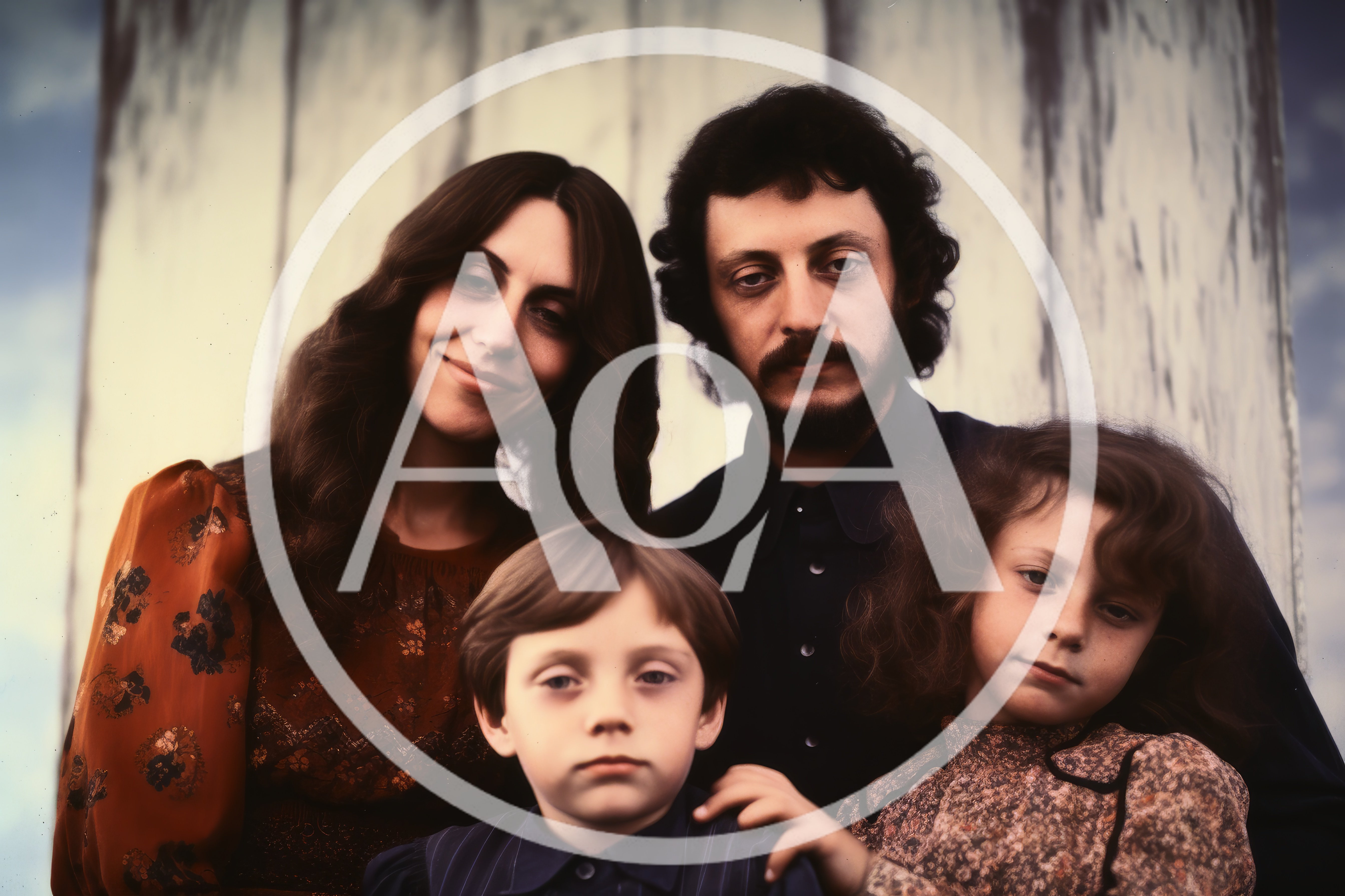 Vintage Family Portrait Of Four People