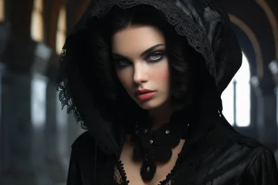 Portrait Of A Mysterious Woman In A Black Hood