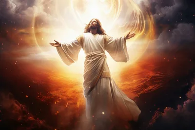 Jesus Christ Ascending With Radiant Divine Light