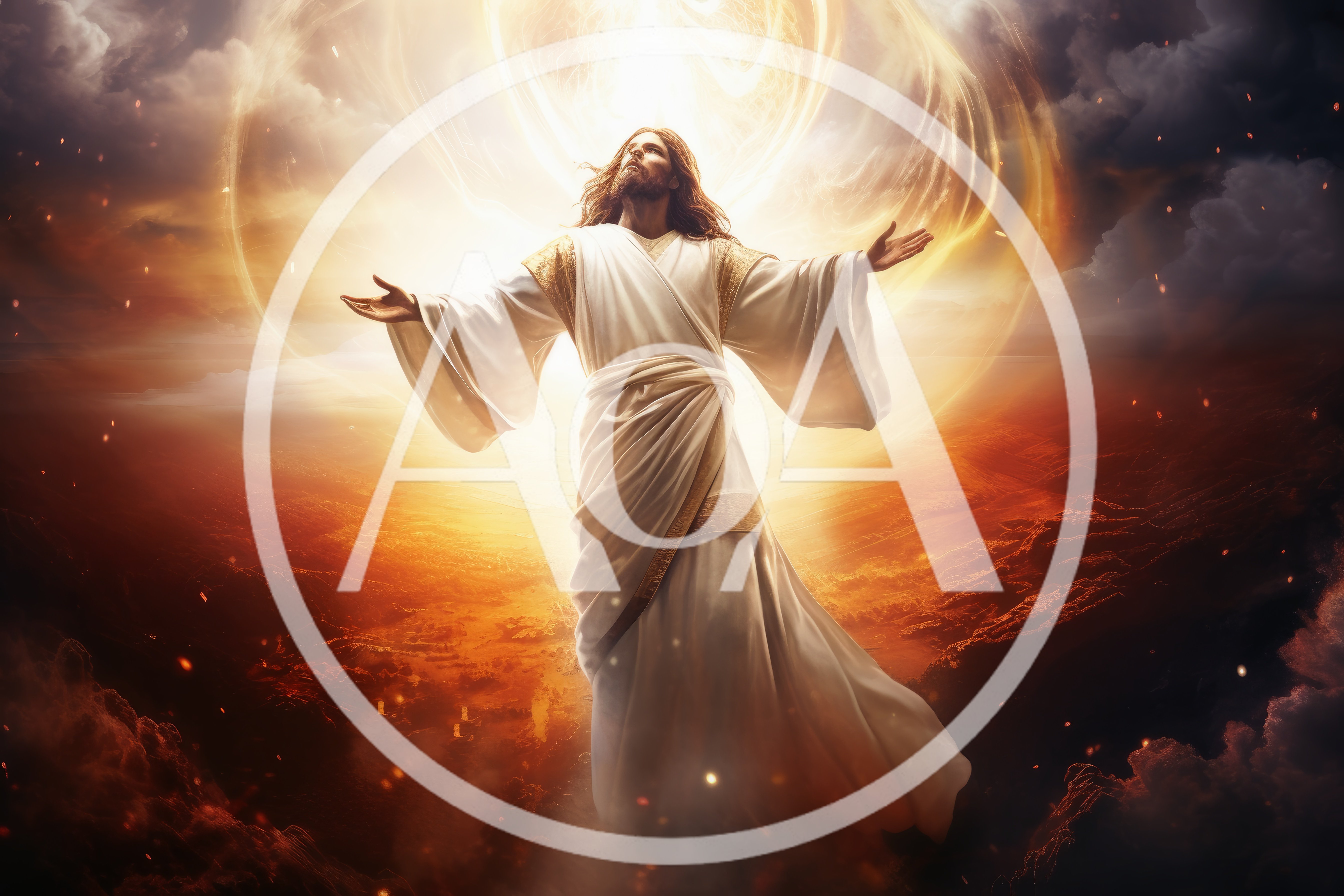 Jesus Christ Ascending With Radiant Divine Light