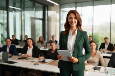 Professional Businesswoman Leading A Corporate Training Seminar
