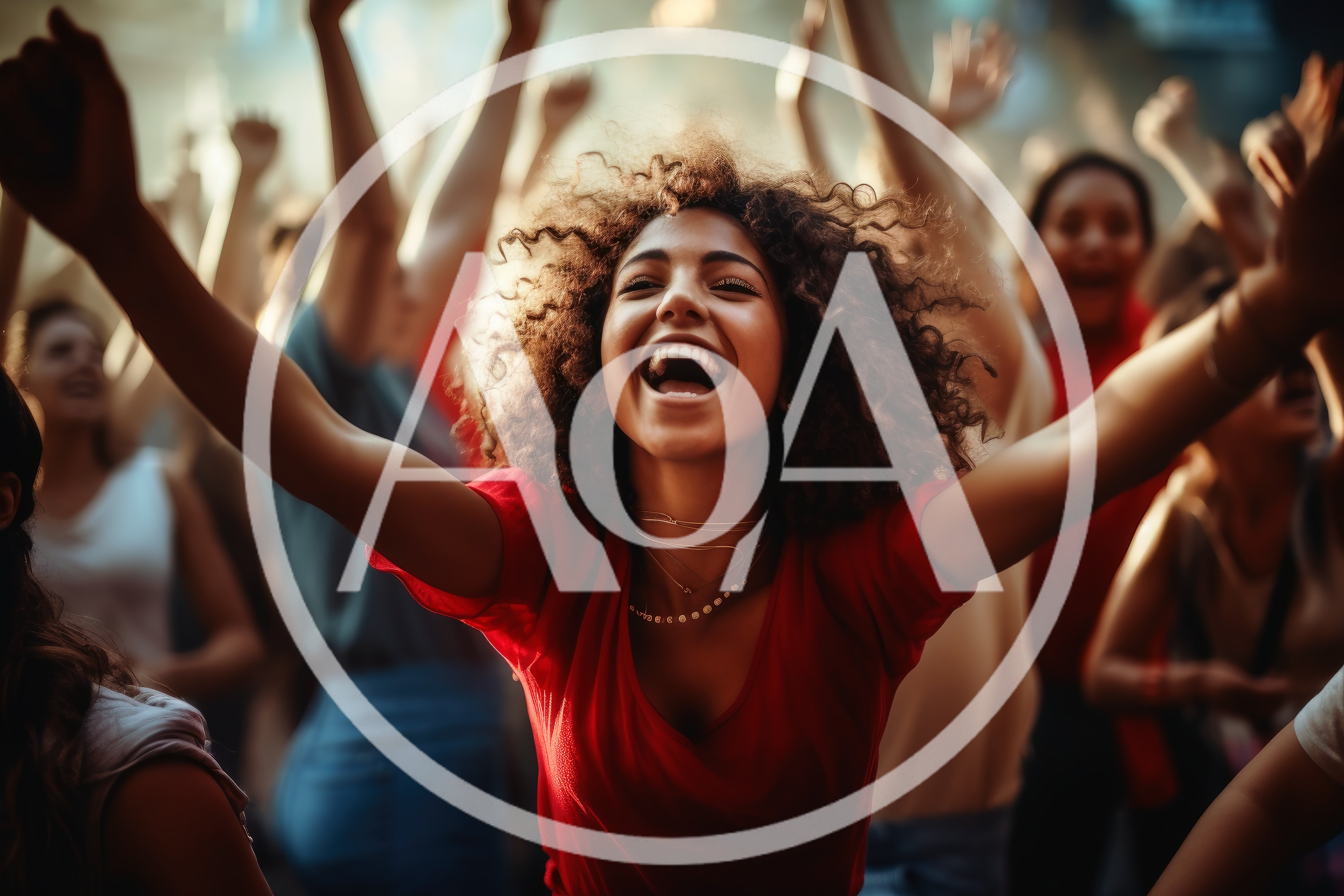 Excited Young Woman Celebrating At A Music Festival