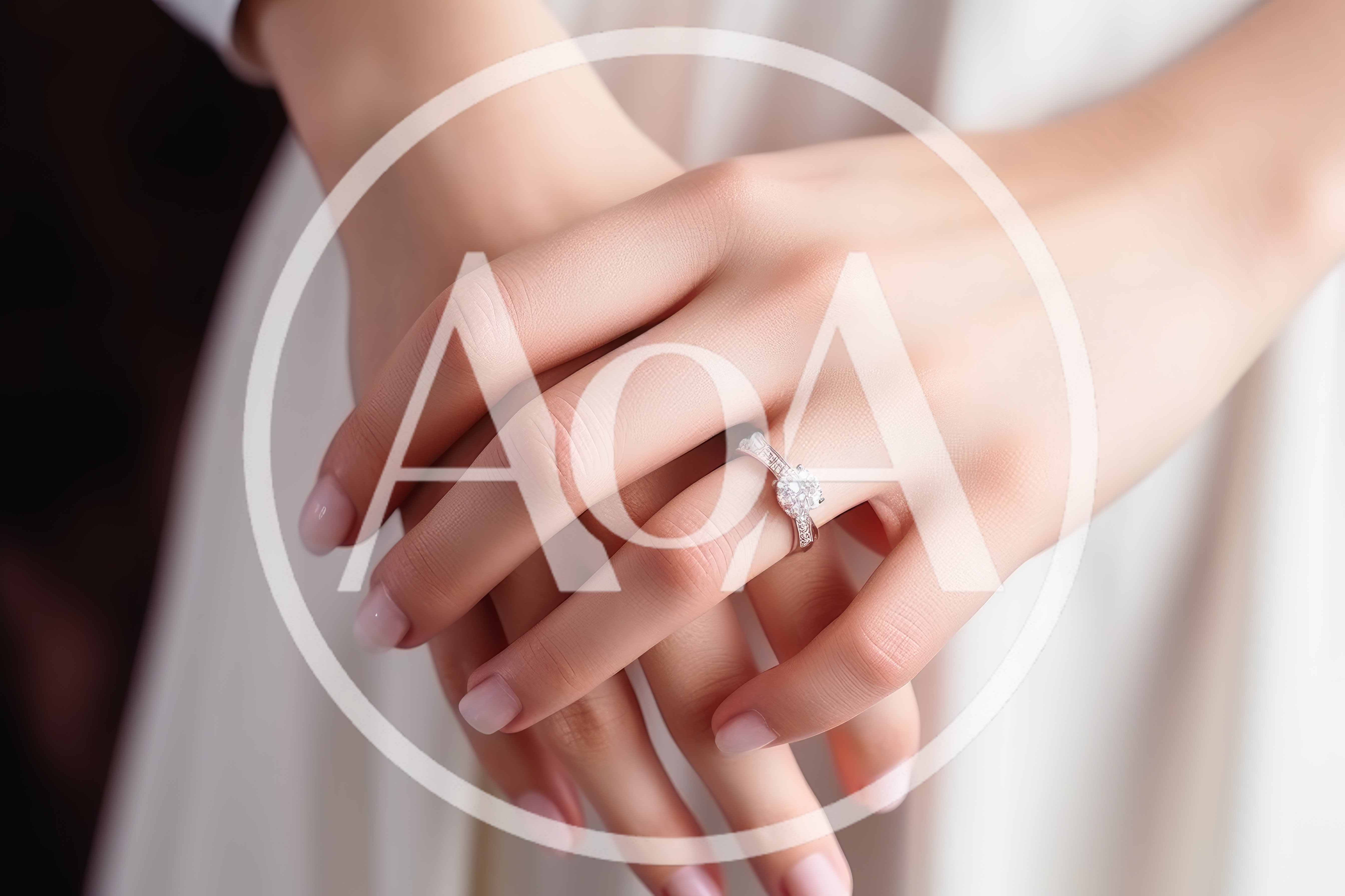 Close Up Of A Bride Wearing An Engagement Ring