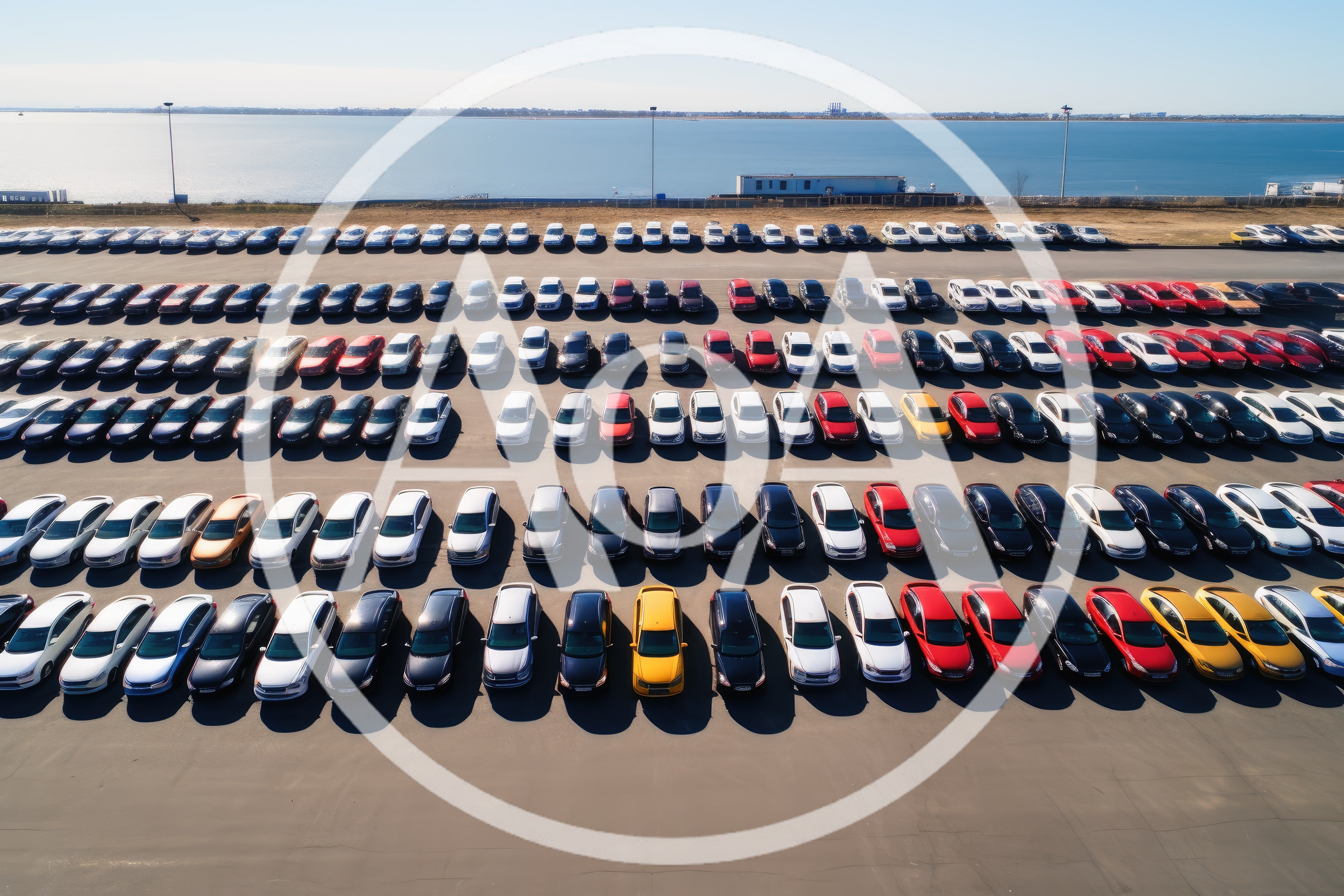 Aerial View Of A Large Car Storage Lot