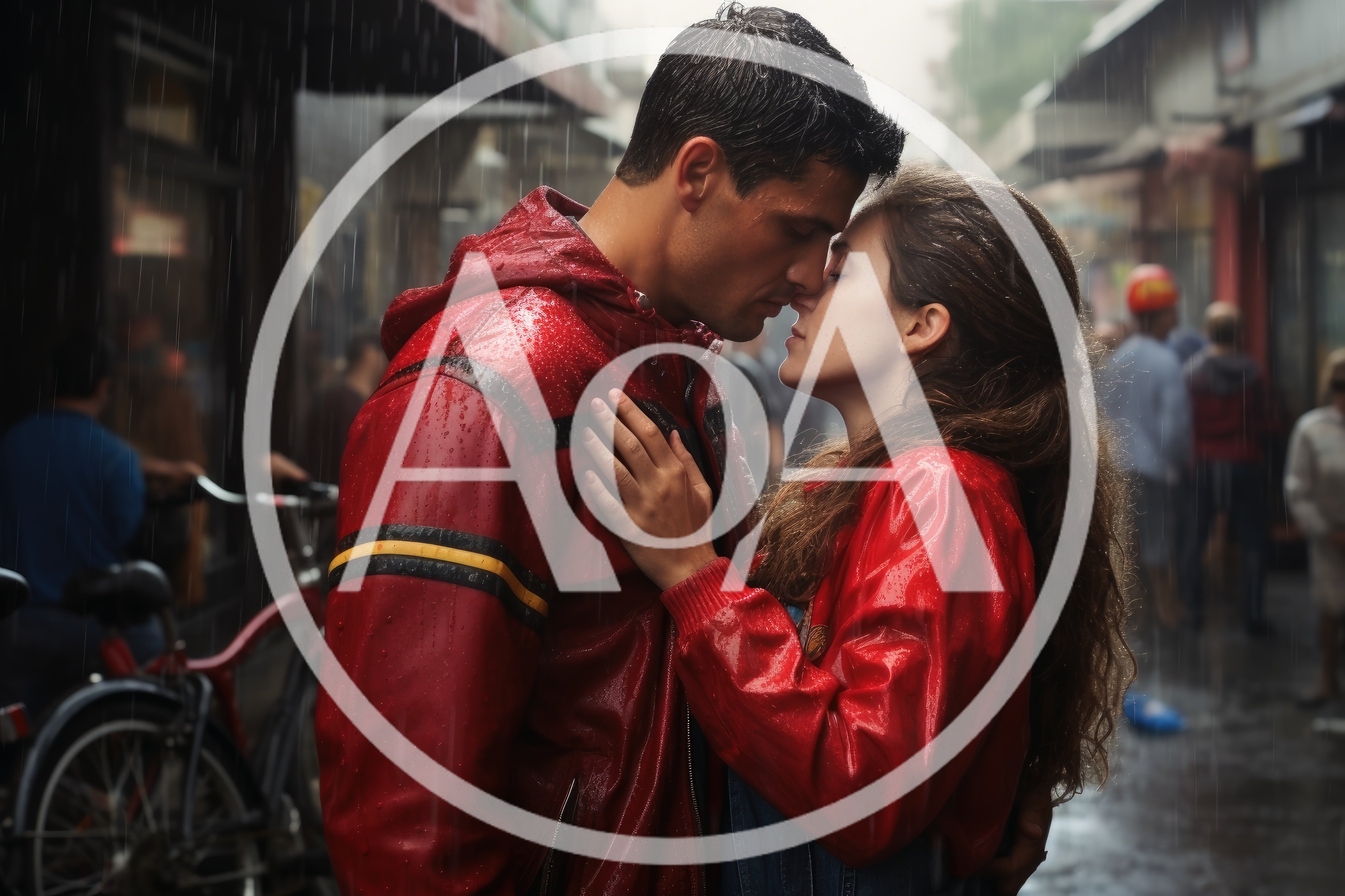 Young Couple Sharing An Intimate Moment In The Rain