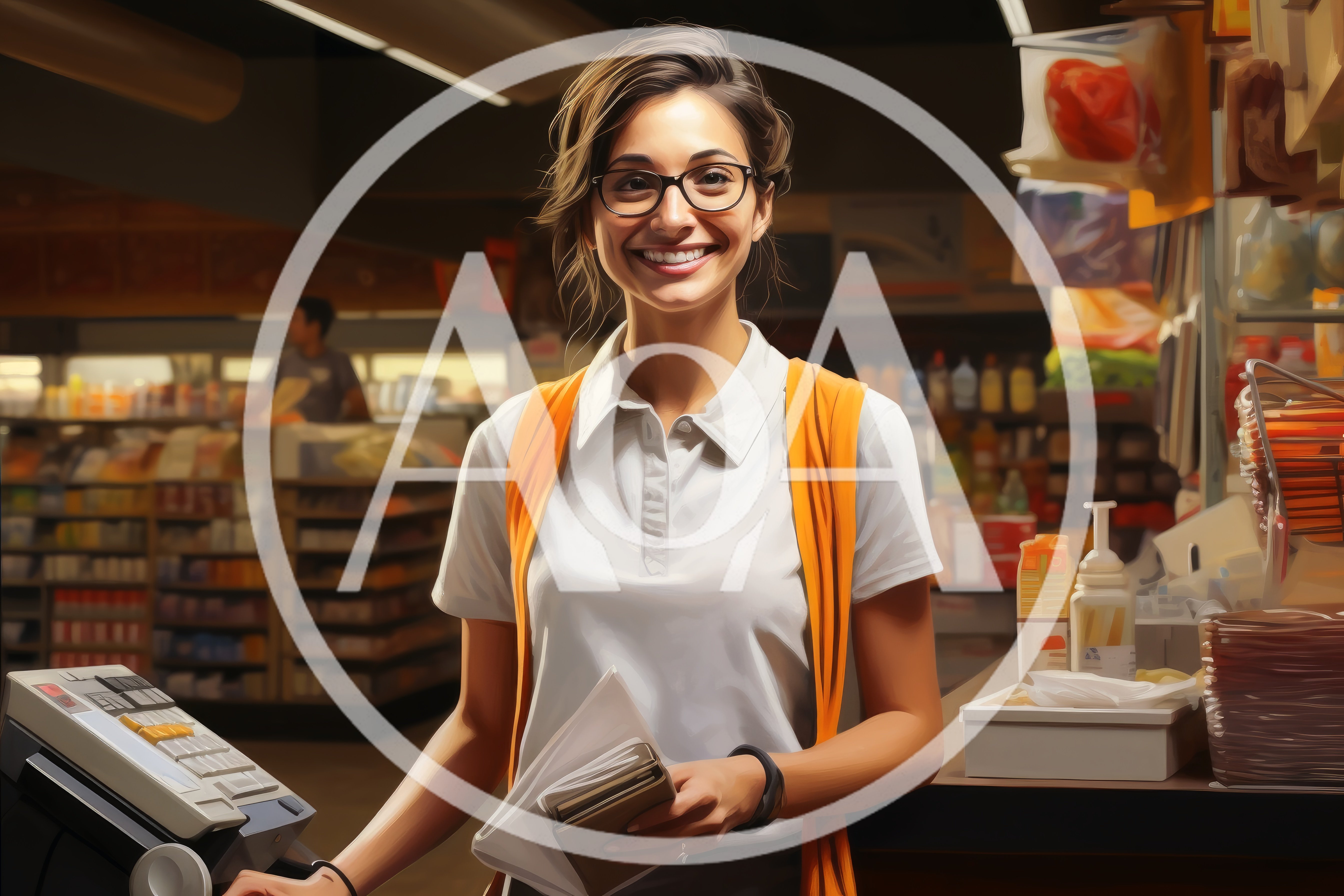 Friendly Female Cashier Working At A Grocery Store