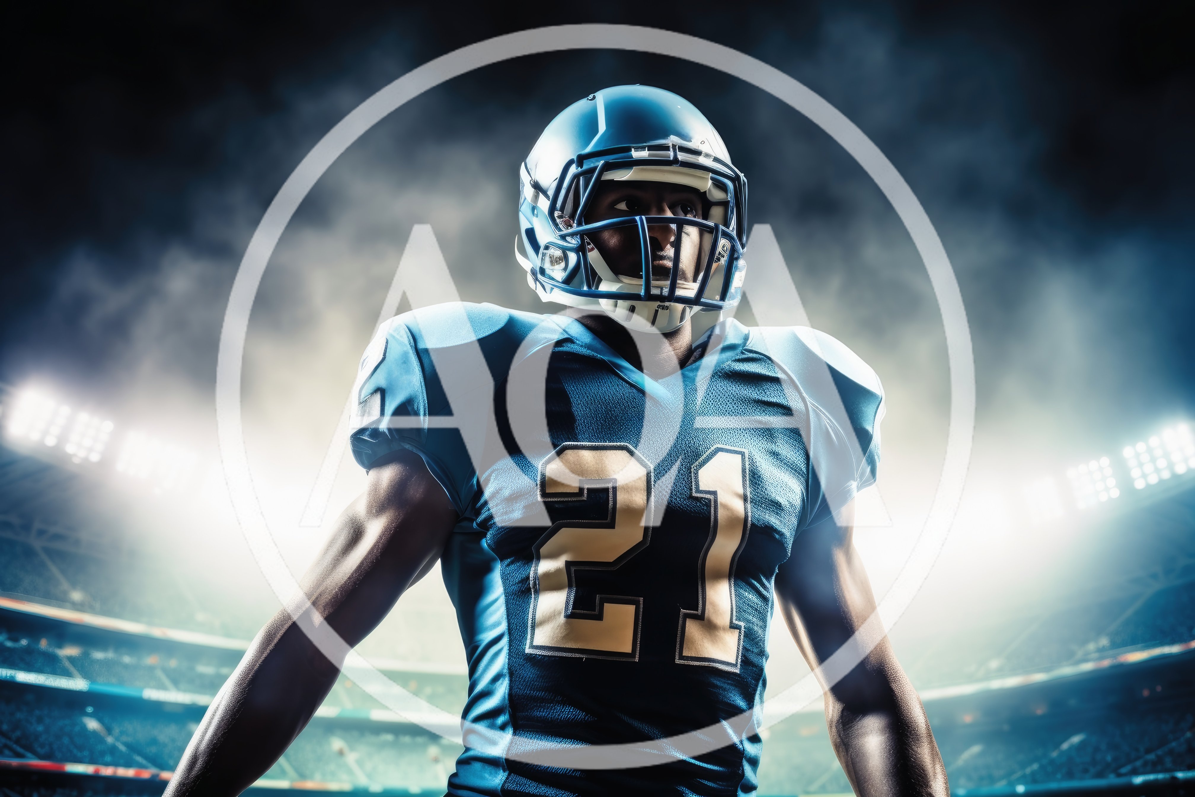American Football Player Standing In Stadium