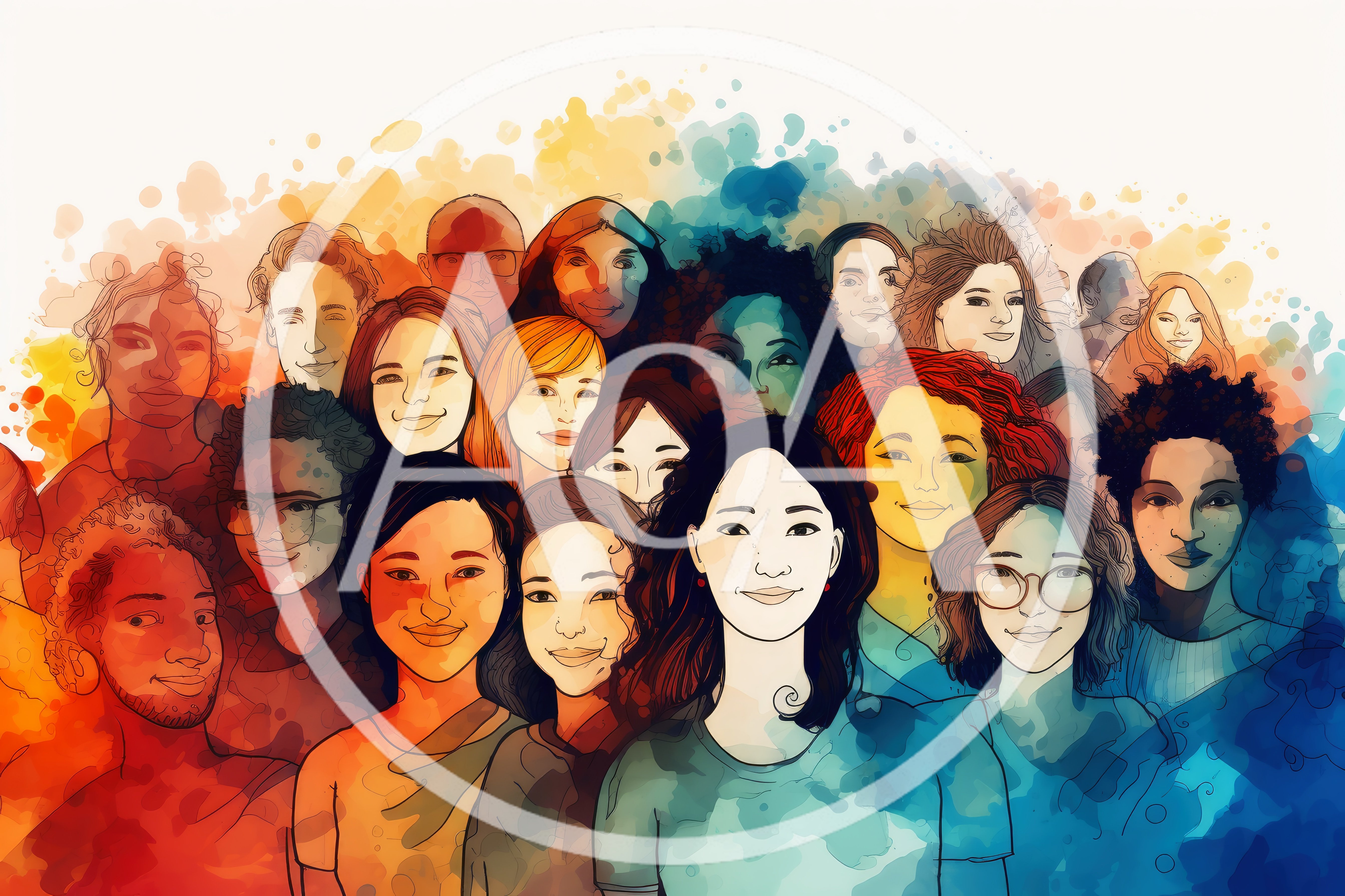 Diverse Group Of People In Watercolor Illustration