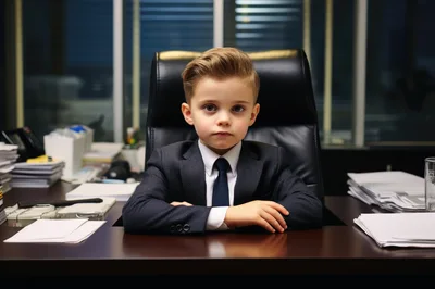 Young Boy Dressed As A Professional Business Executive