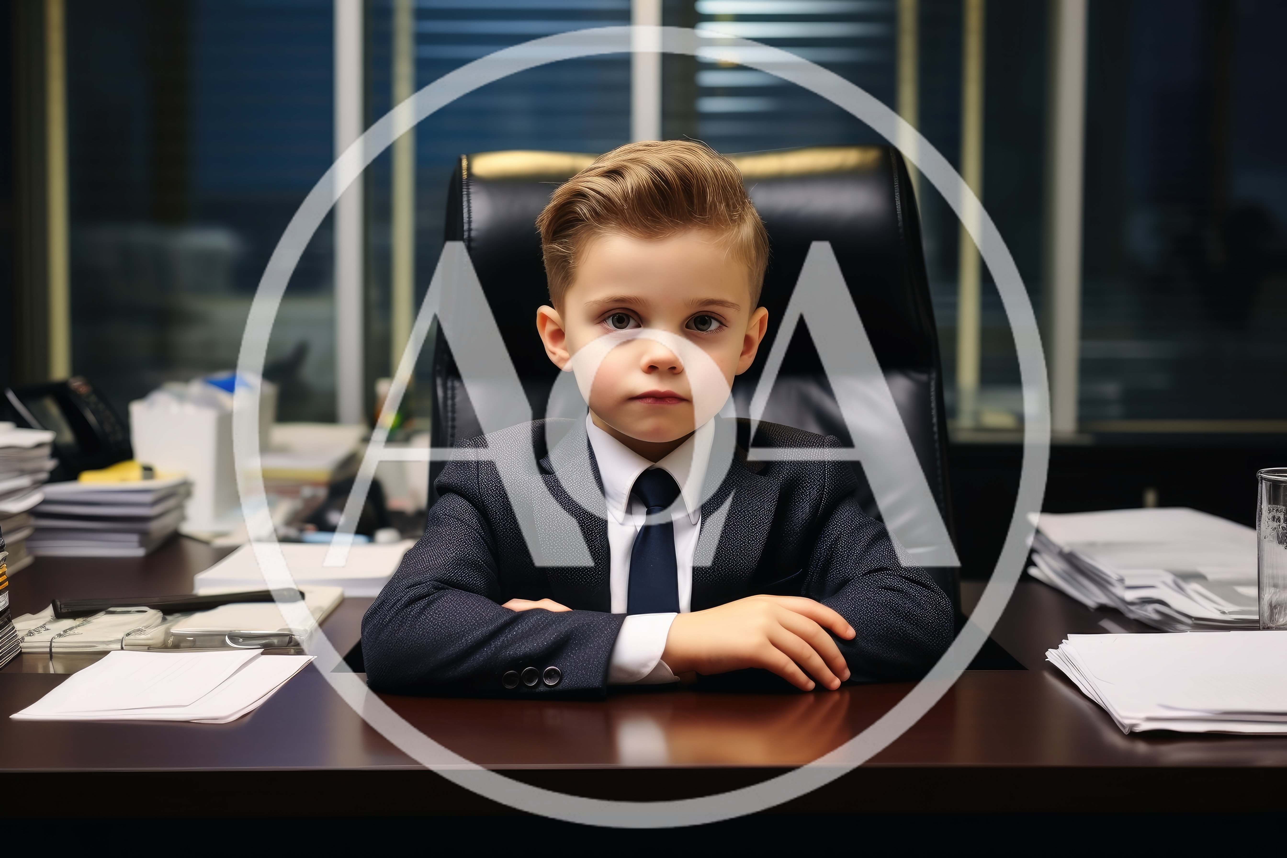 Young Boy Dressed As A Professional Business Executive