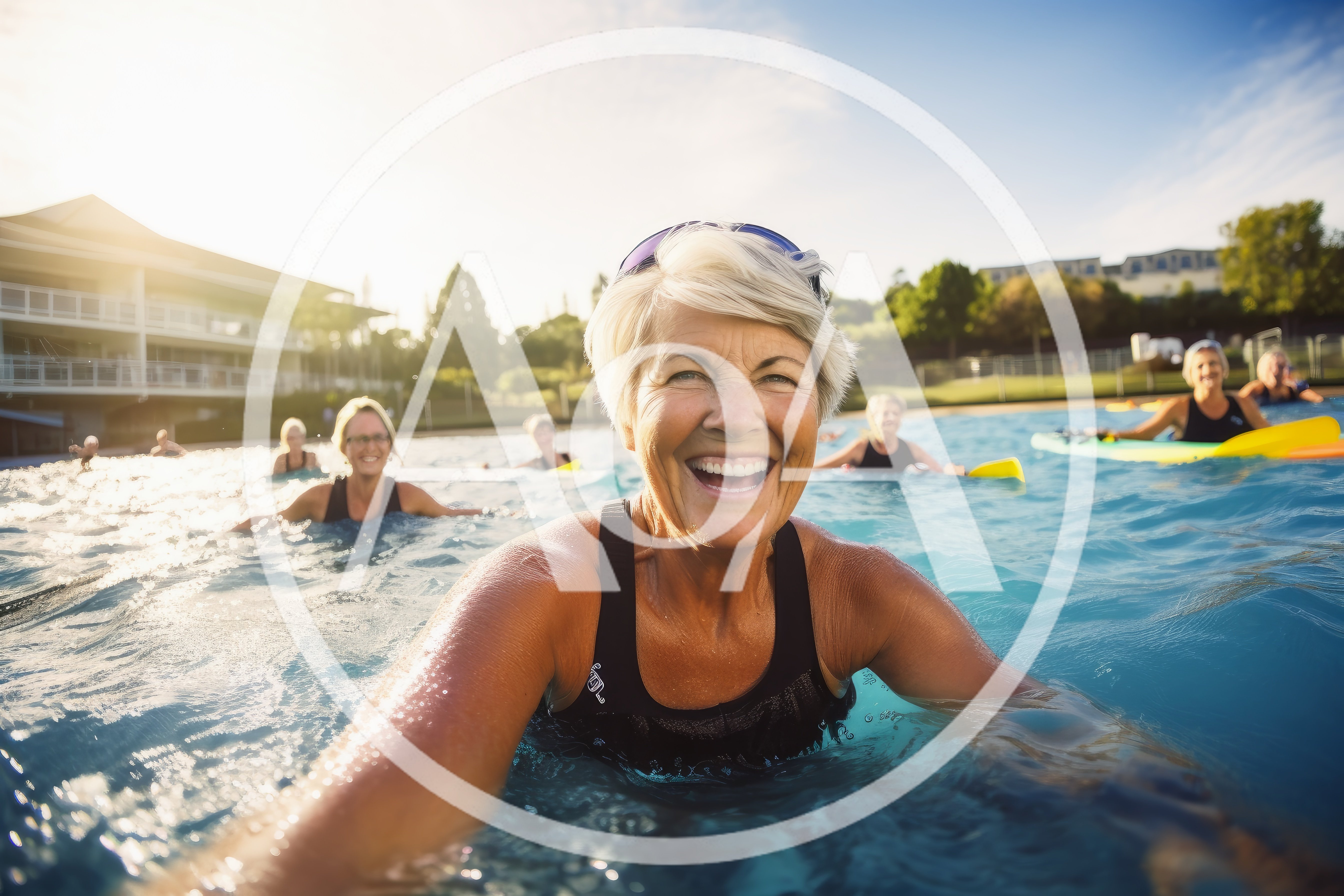 Senior Women Enjoying Water Aerobics Class