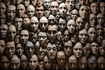 Wall Of Sculpted Human Faces