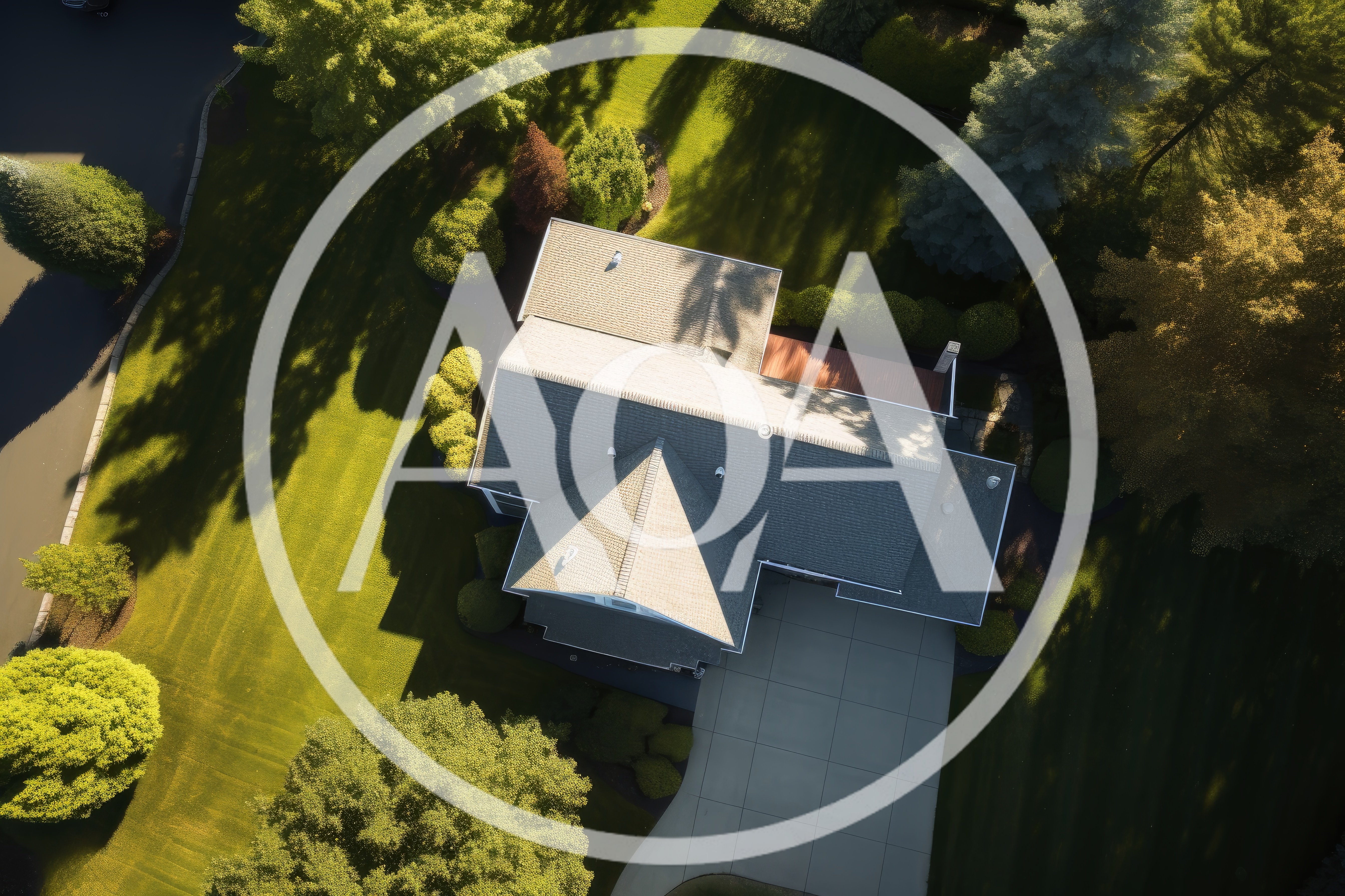 Aerial View Of A Suburban House With Landscaped Yard