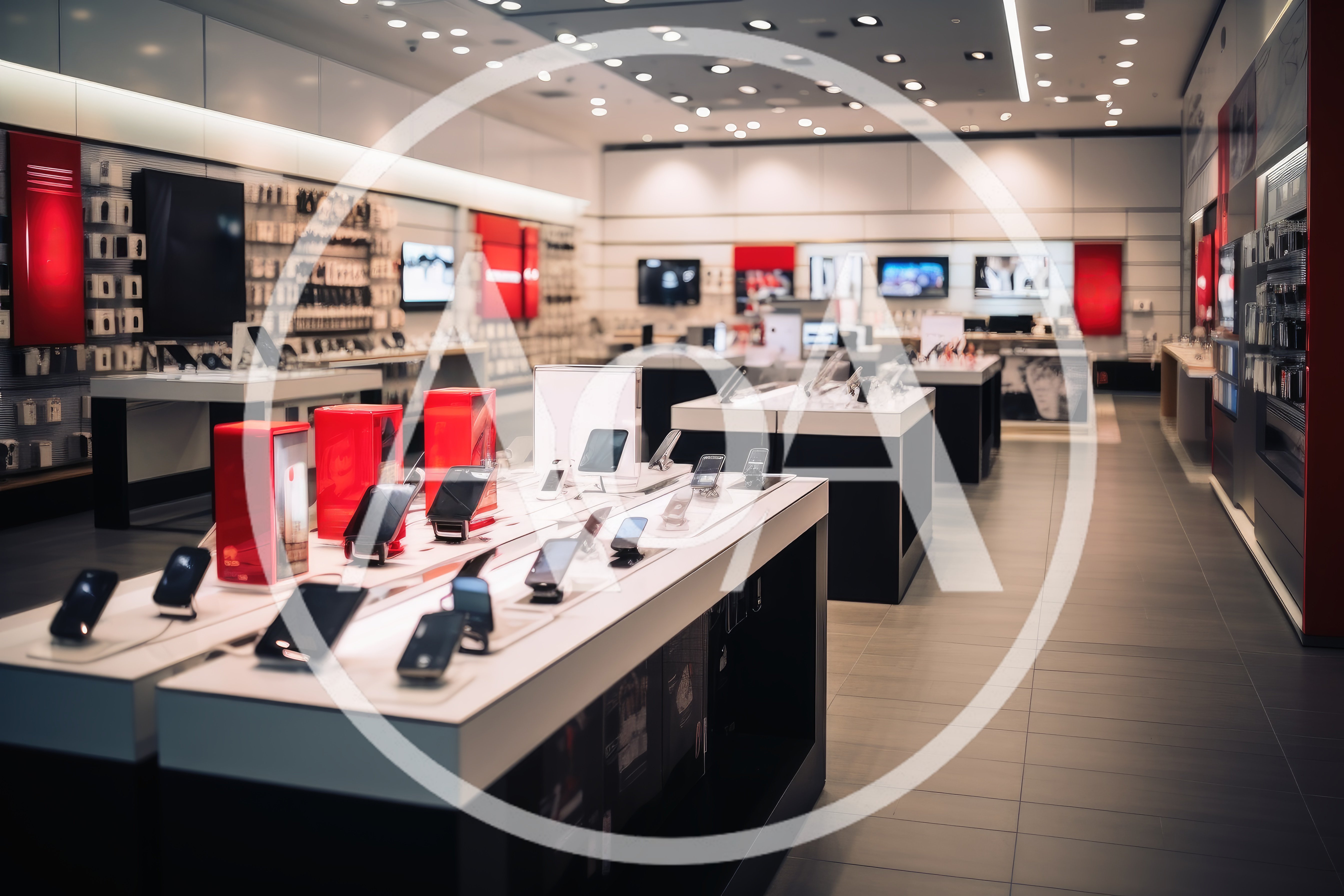 Modern Electronics Retail Store Interior With Display Tables