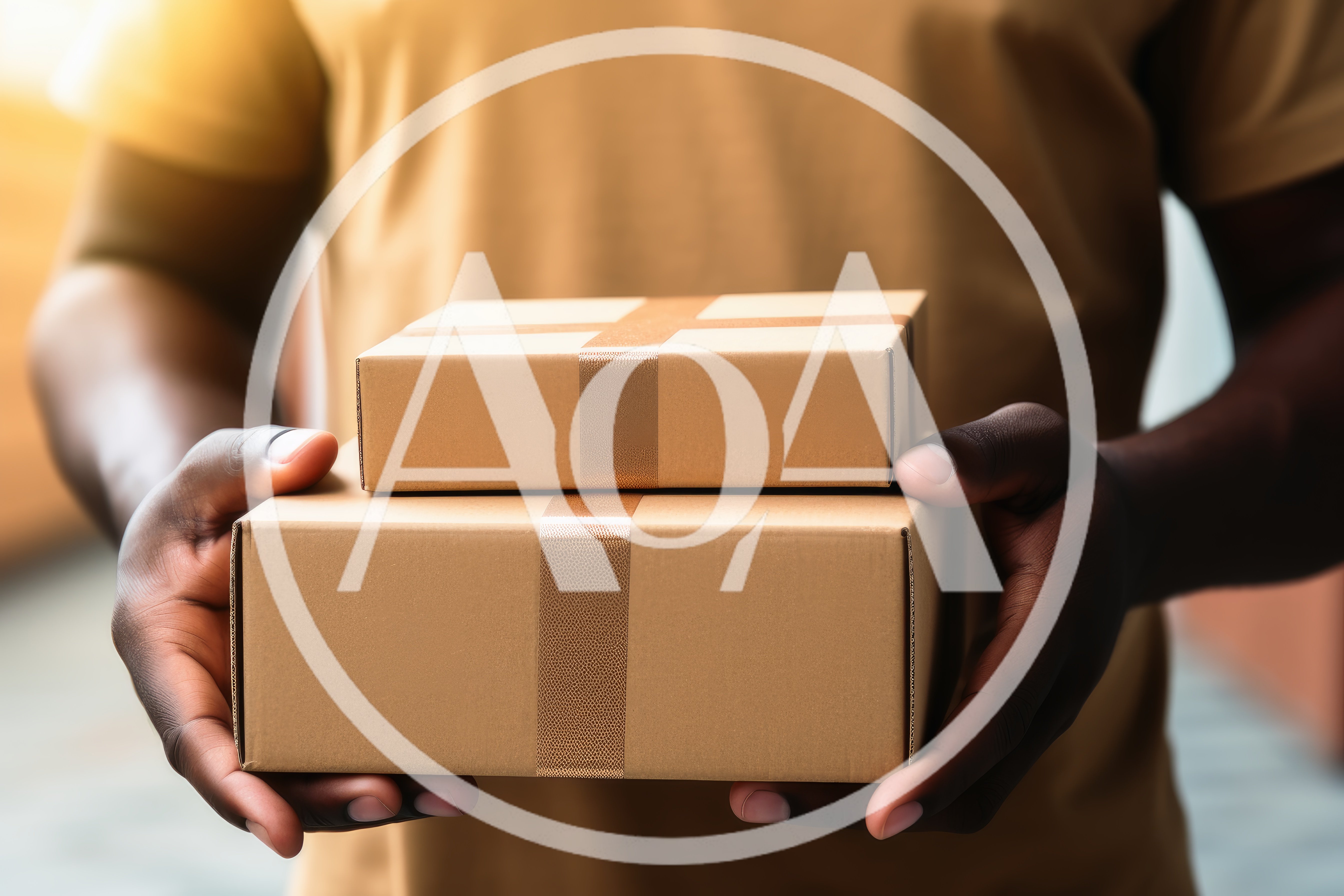Delivery Person Holding Two Cardboard Packages