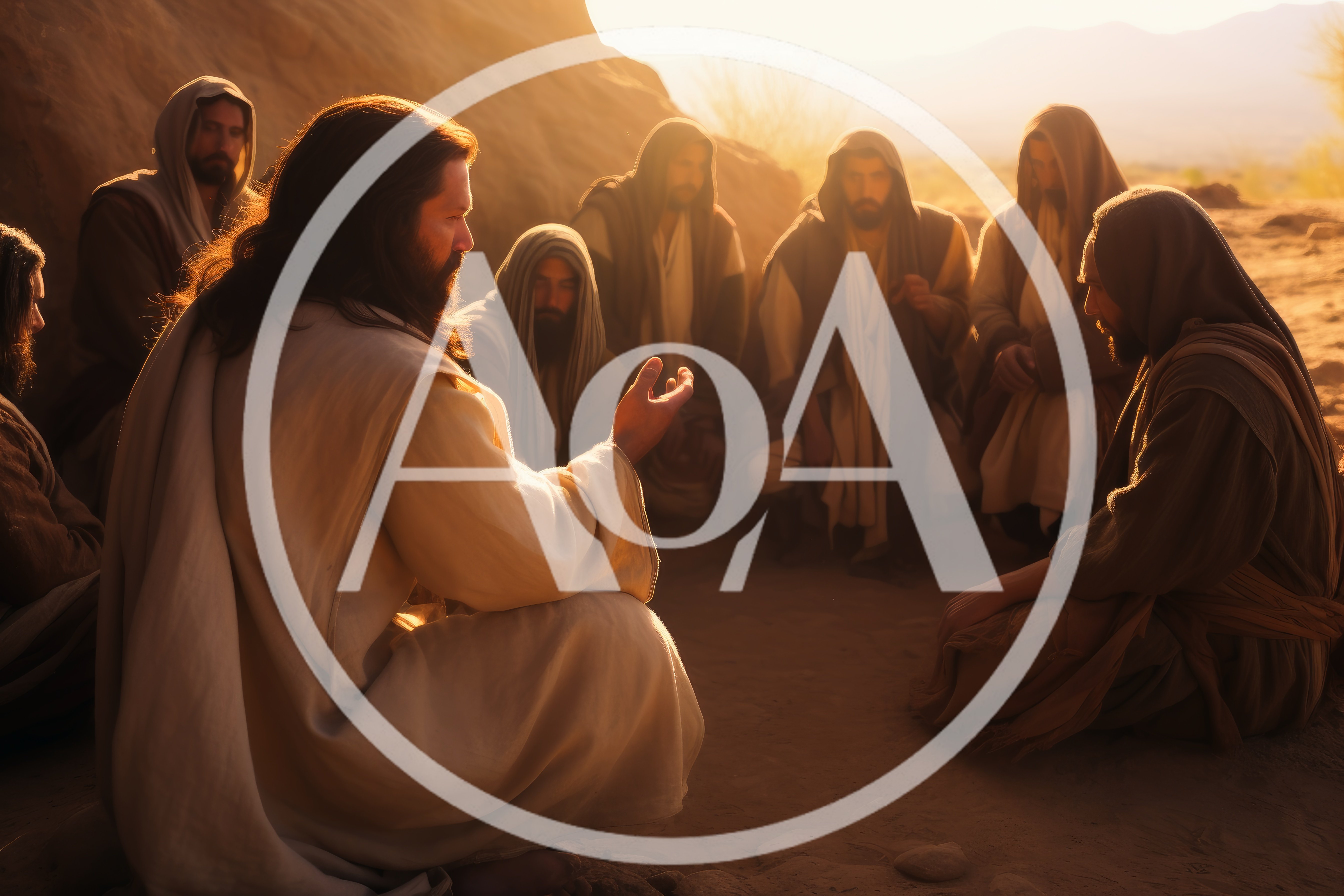 Jesus Christ Teaching Disciples In A Desert Setting