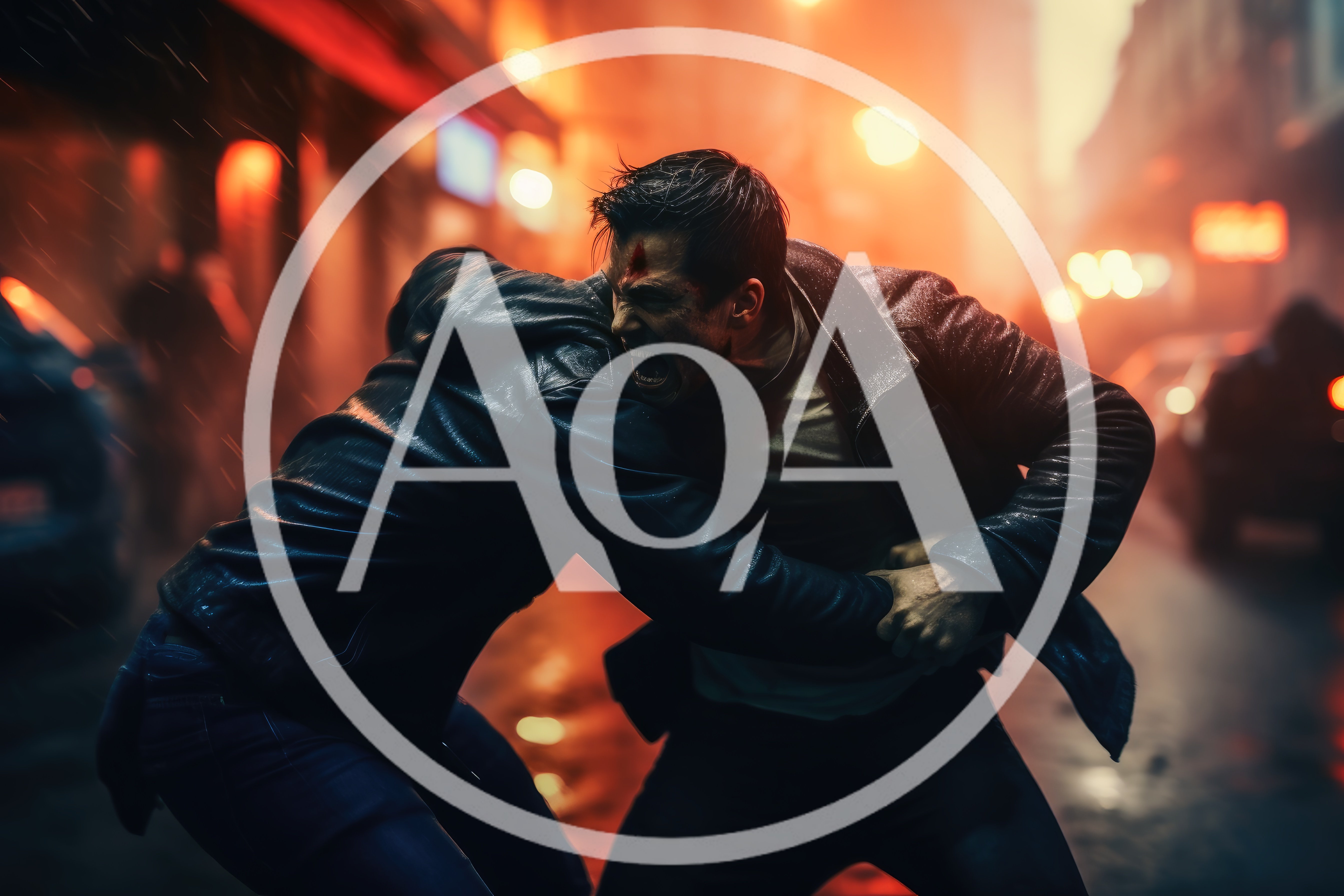 Aggressive Street Fight Between Two Men In Rain