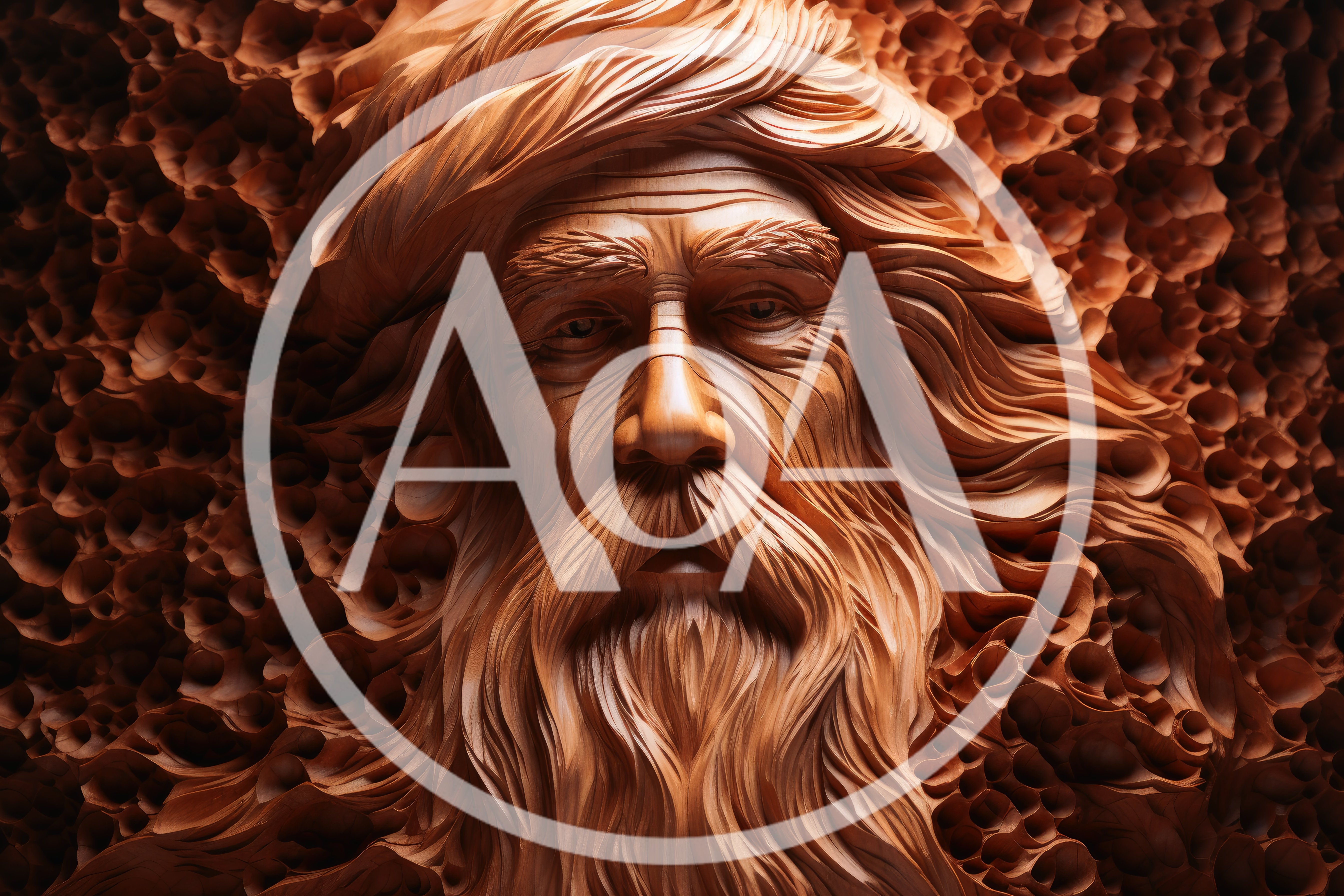 Intricate Wood Carving Of An Elderly Man Face