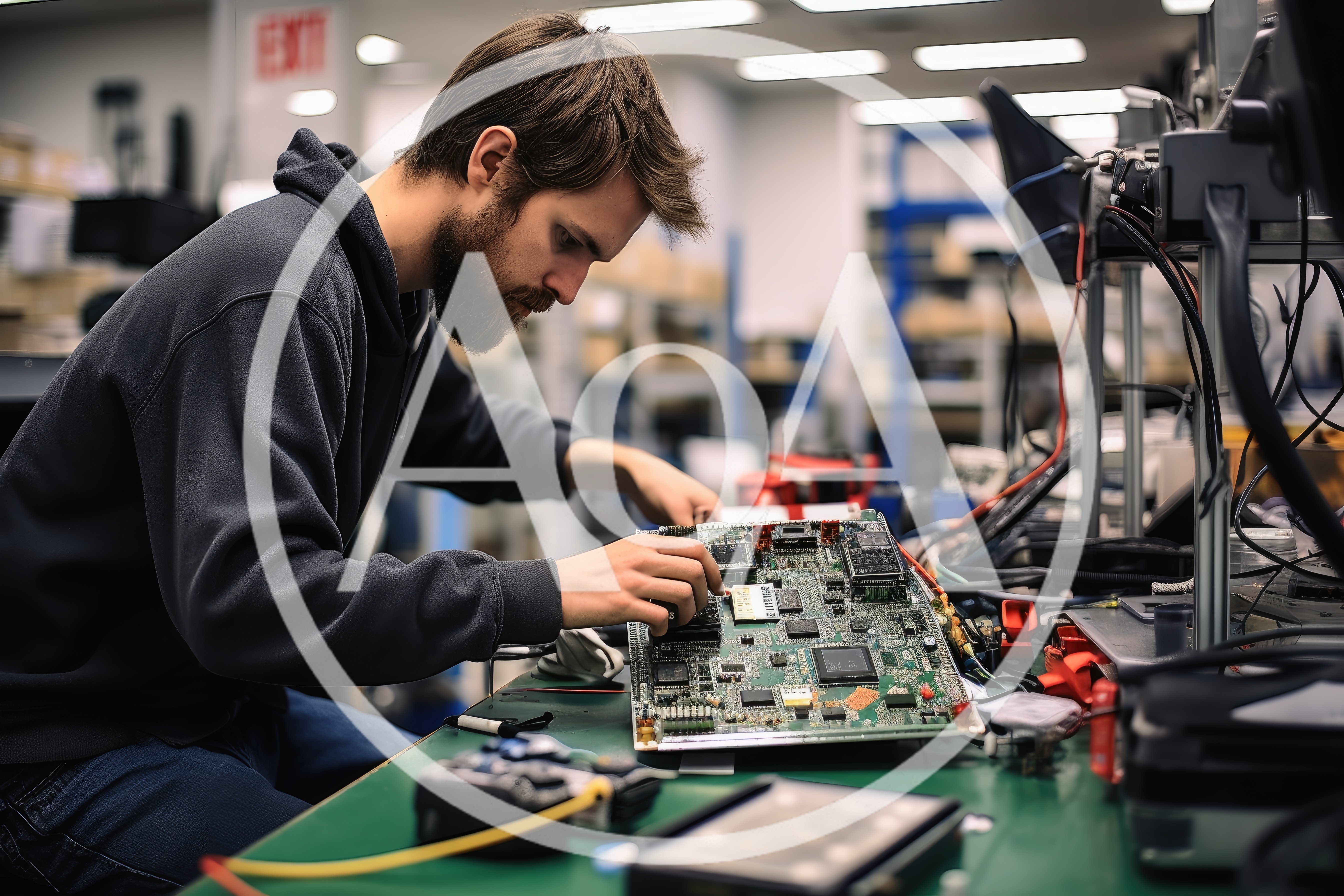 Technician Repairing Electronic Circuit Board In Laboratory