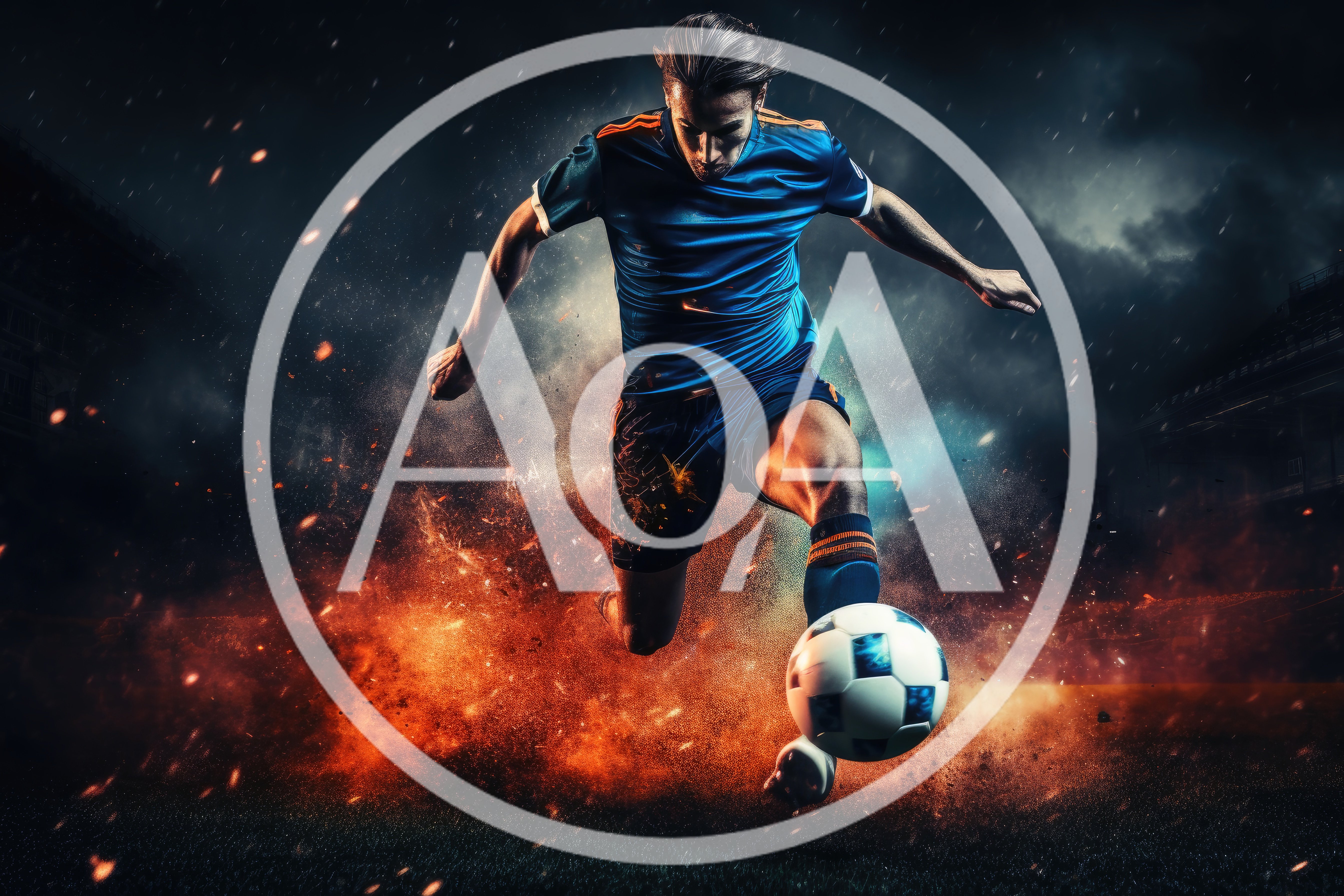 Professional Soccer Player Kicking Ball In Dramatic Stadium