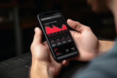 Person Holding Smartphone Displaying Financial Market Data