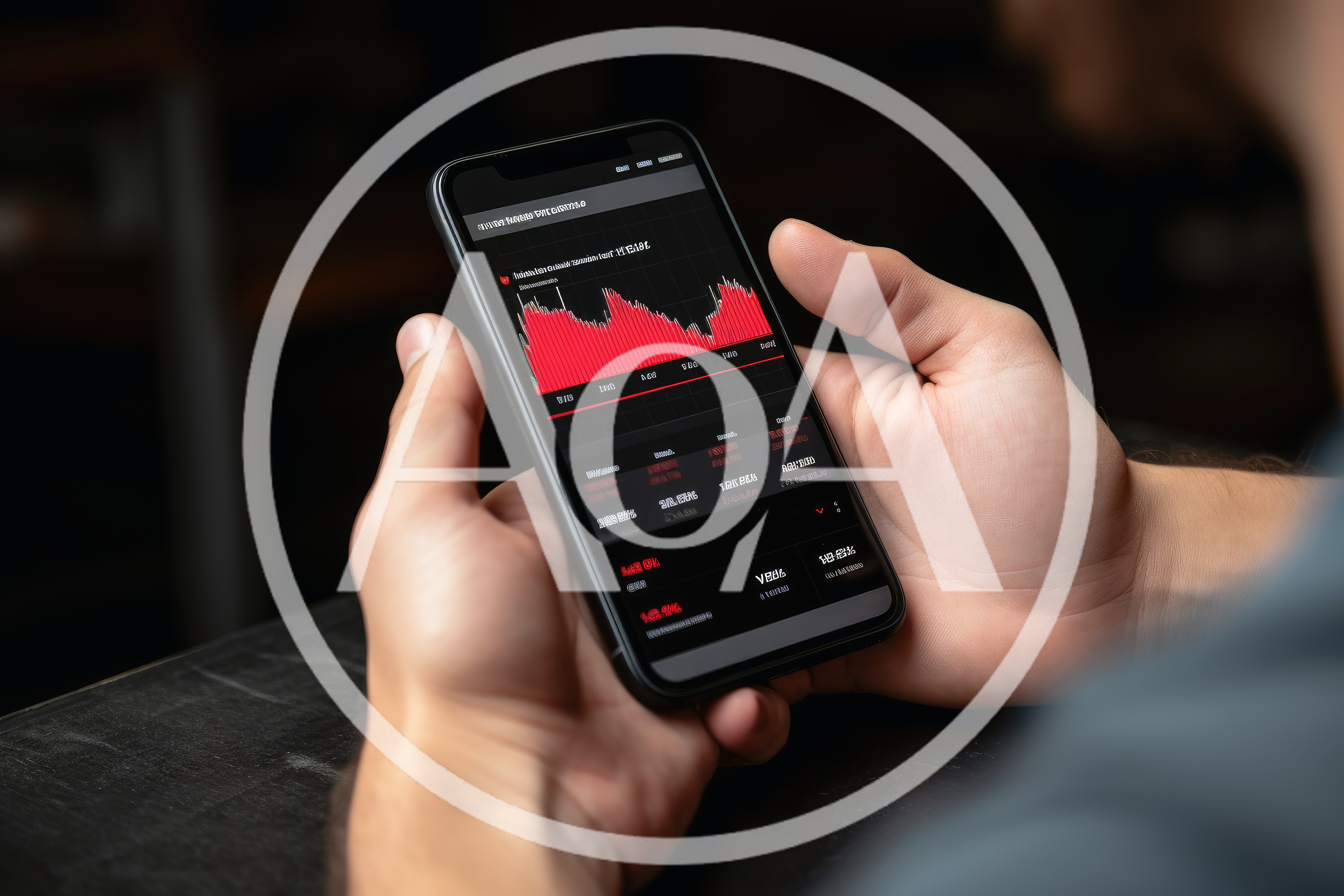 Person Holding Smartphone Displaying Financial Market Data