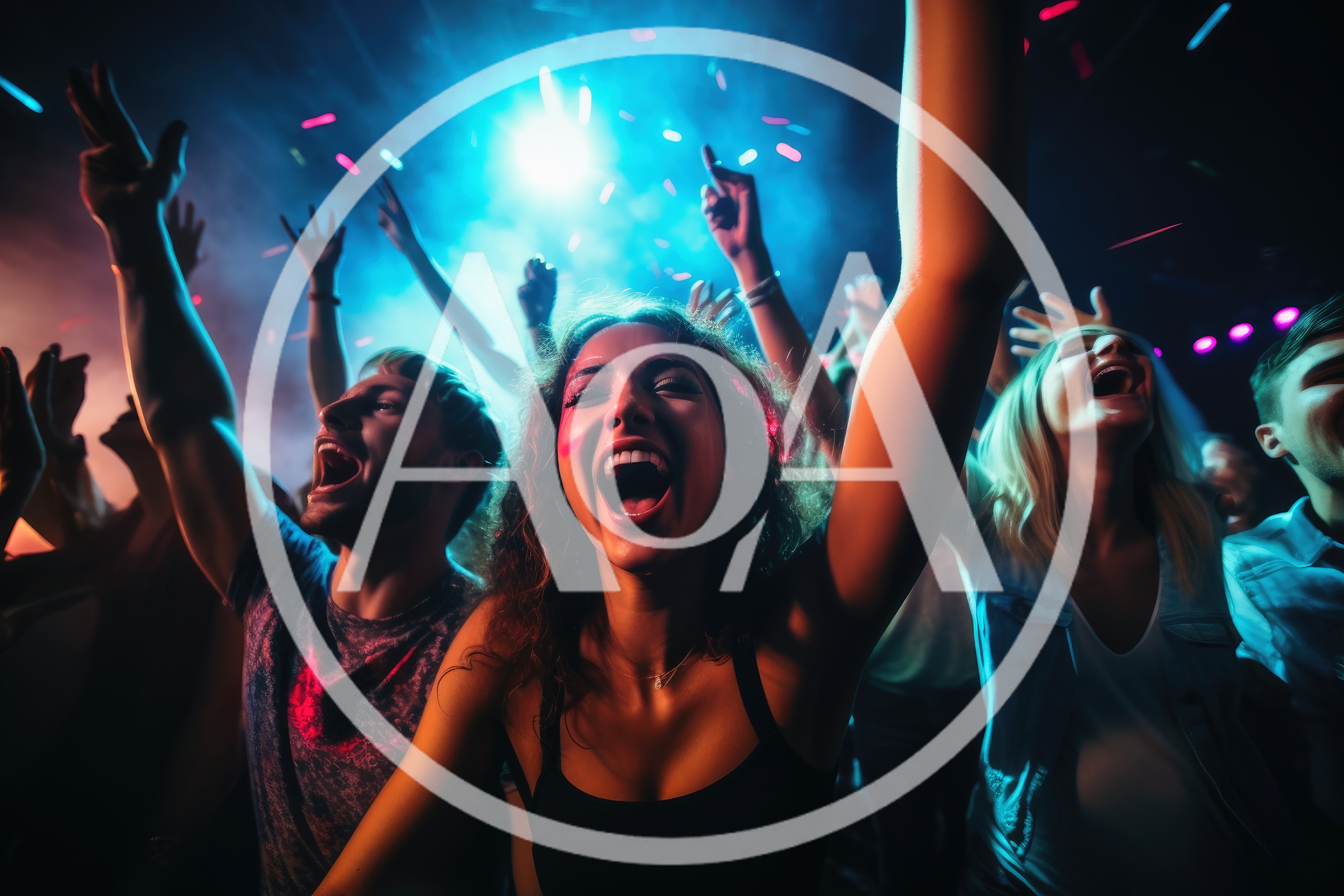 Energetic Crowd Dancing at a Vibrant Nightclub