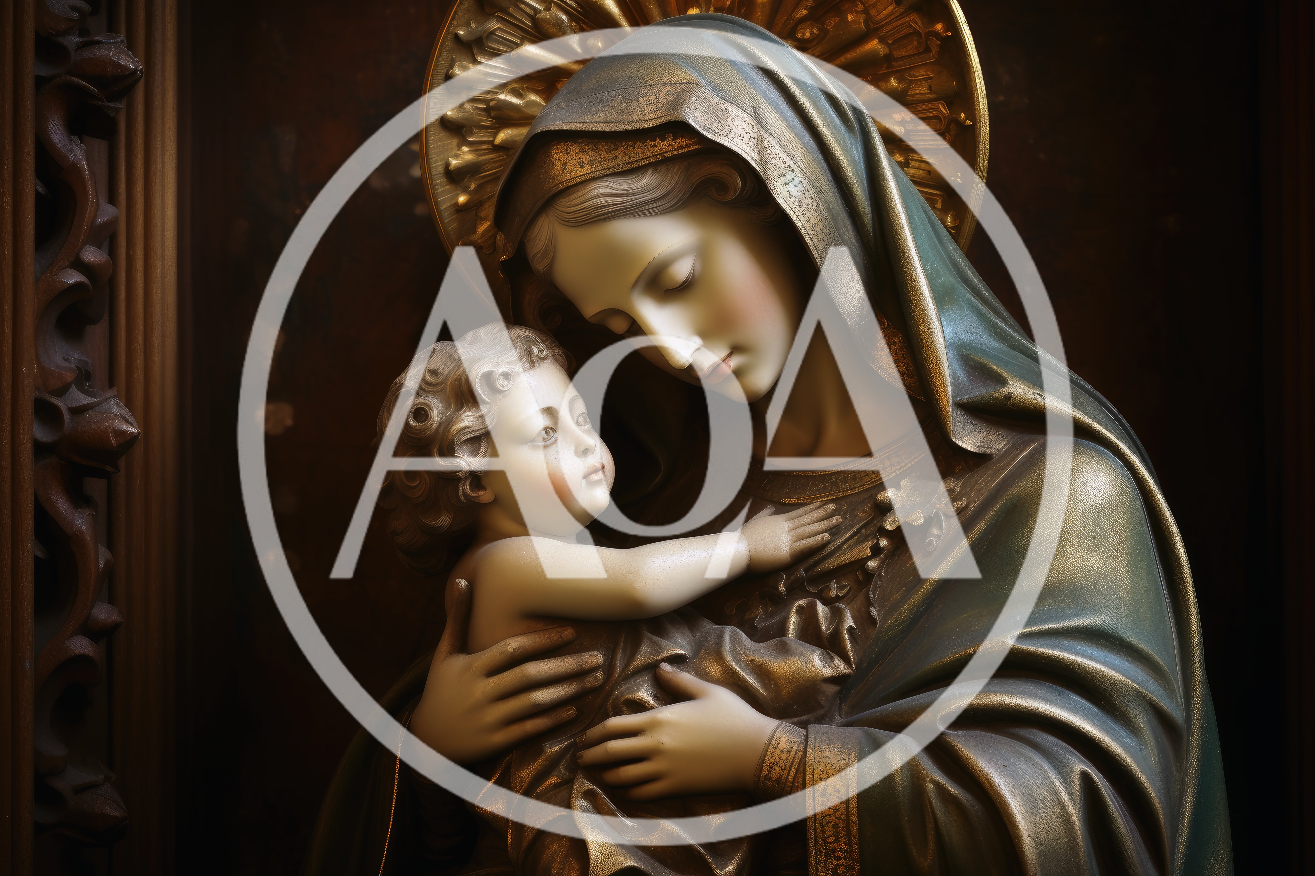 Statue Of The Virgin Mary Holding Baby Jesus