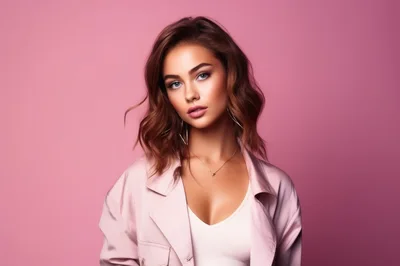 Portrait Of A Beautiful Young Woman In Pink