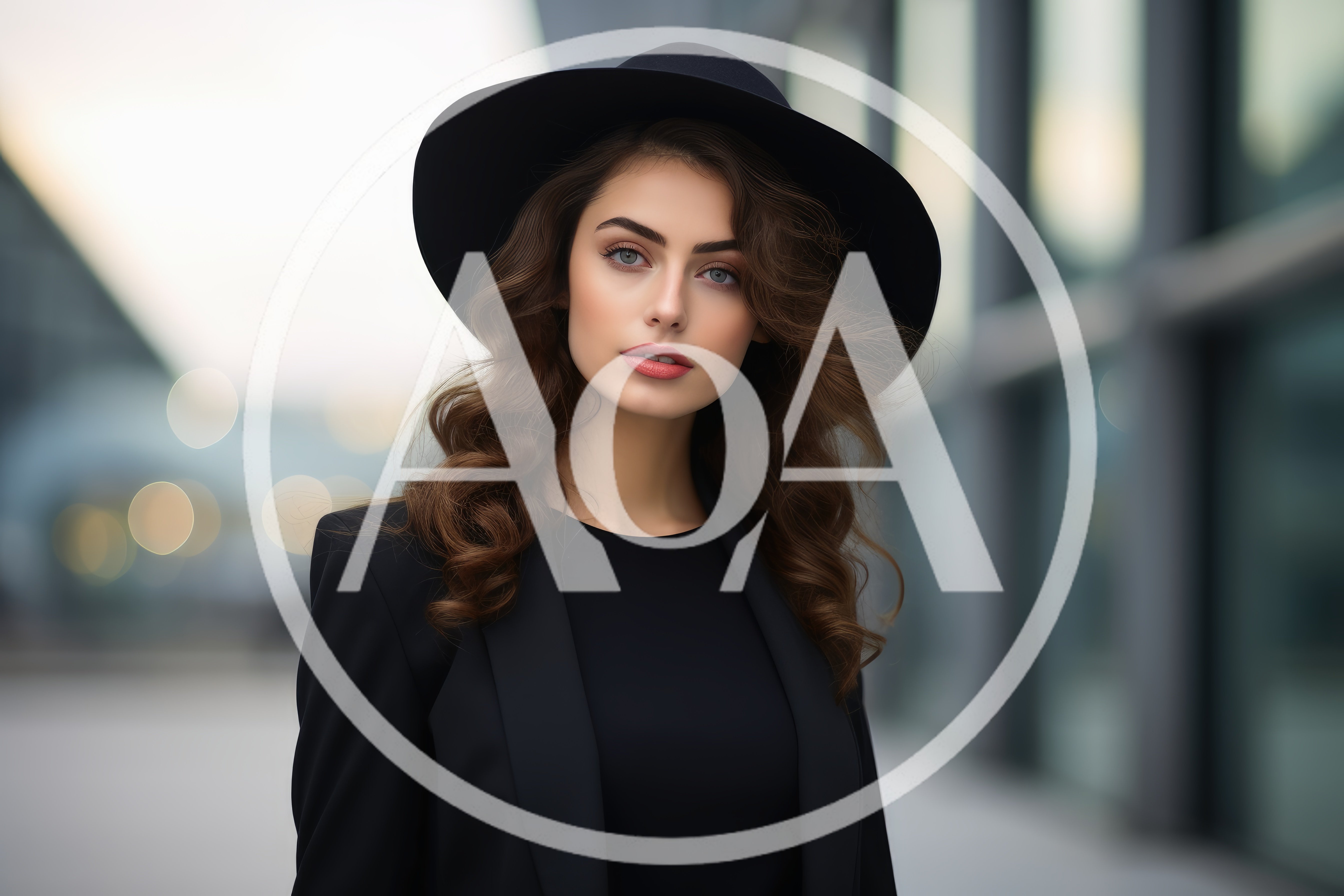 Elegant Young Woman Wearing A Black Fedora Hat