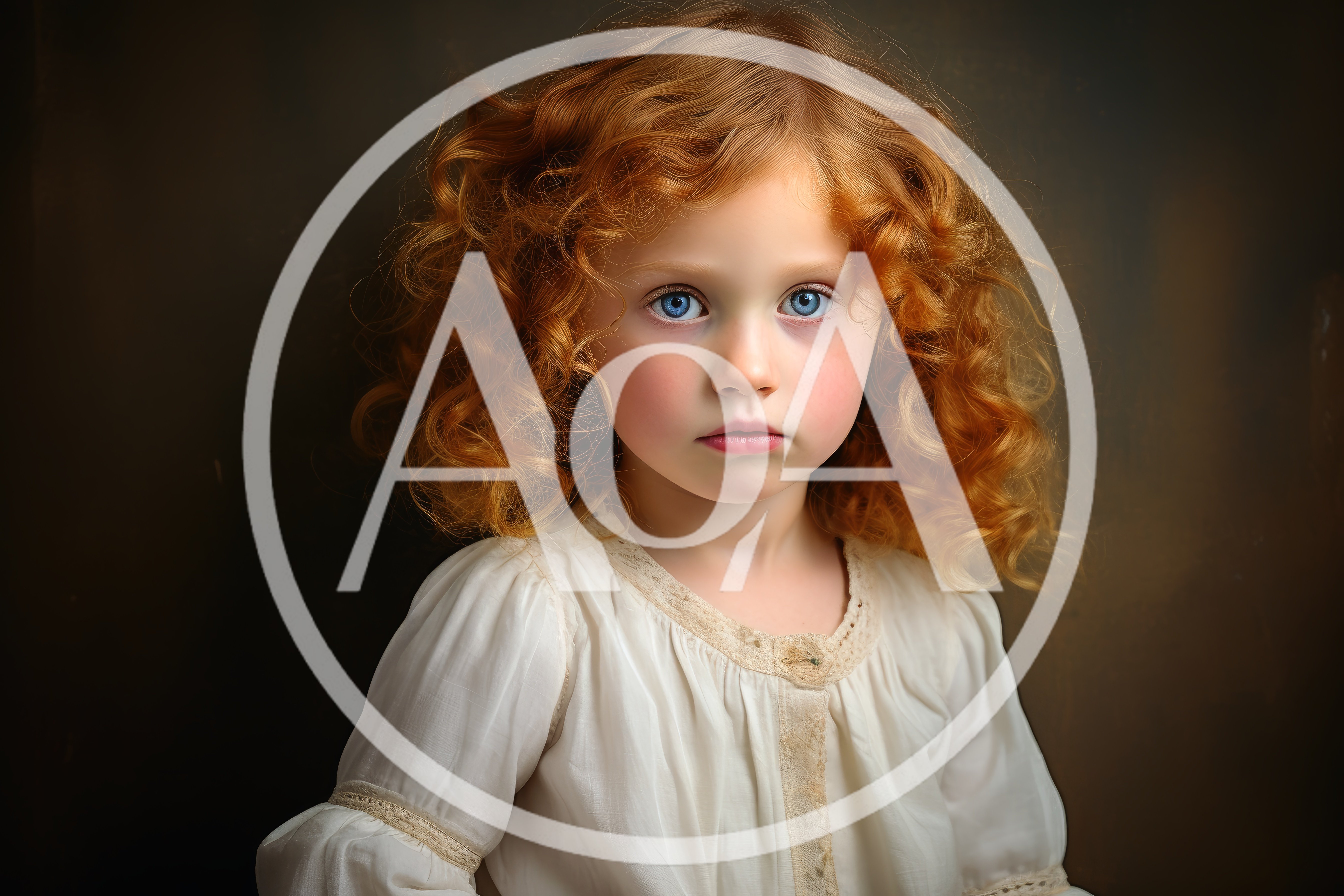 Portrait Of A Young Girl With Curly Red Hair