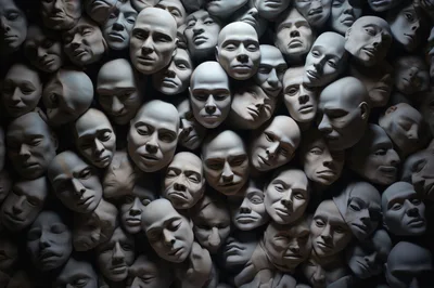 Collection Of Sculpted Human Faces In Monochrome