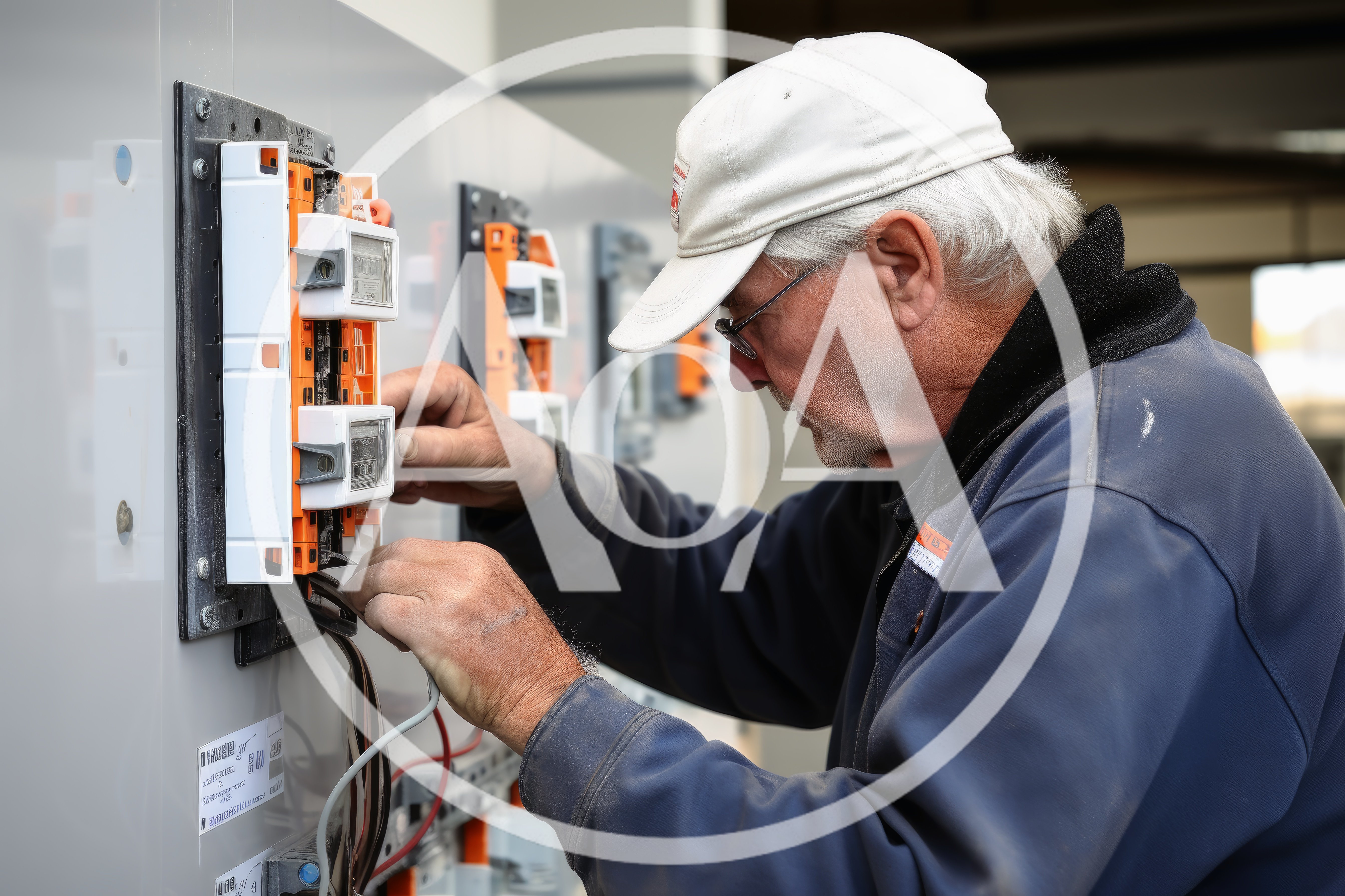 Electrician Installing Smart Meters In Industrial Control Panel