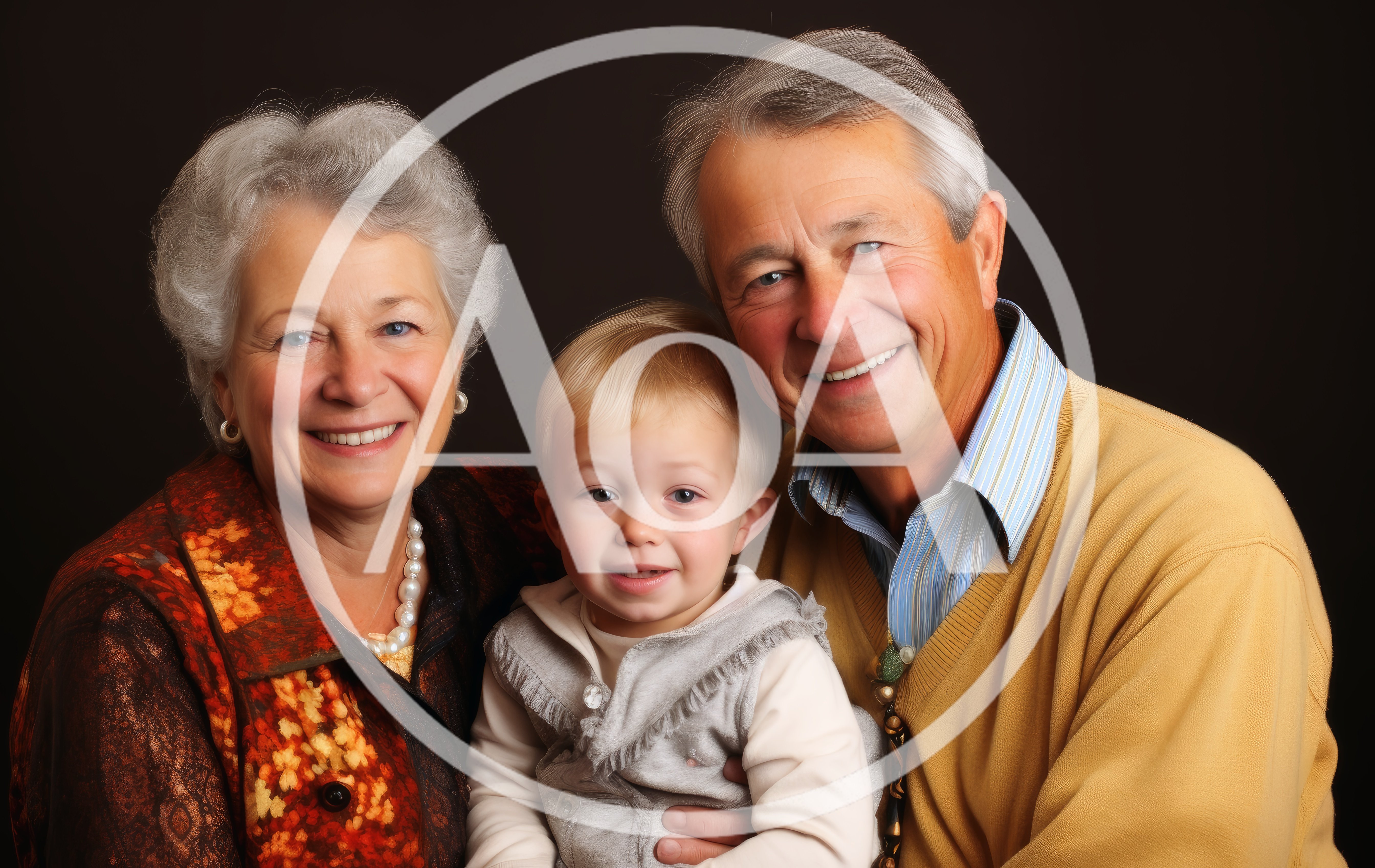 Portrait Of Grandparents With Their Young Grandchild