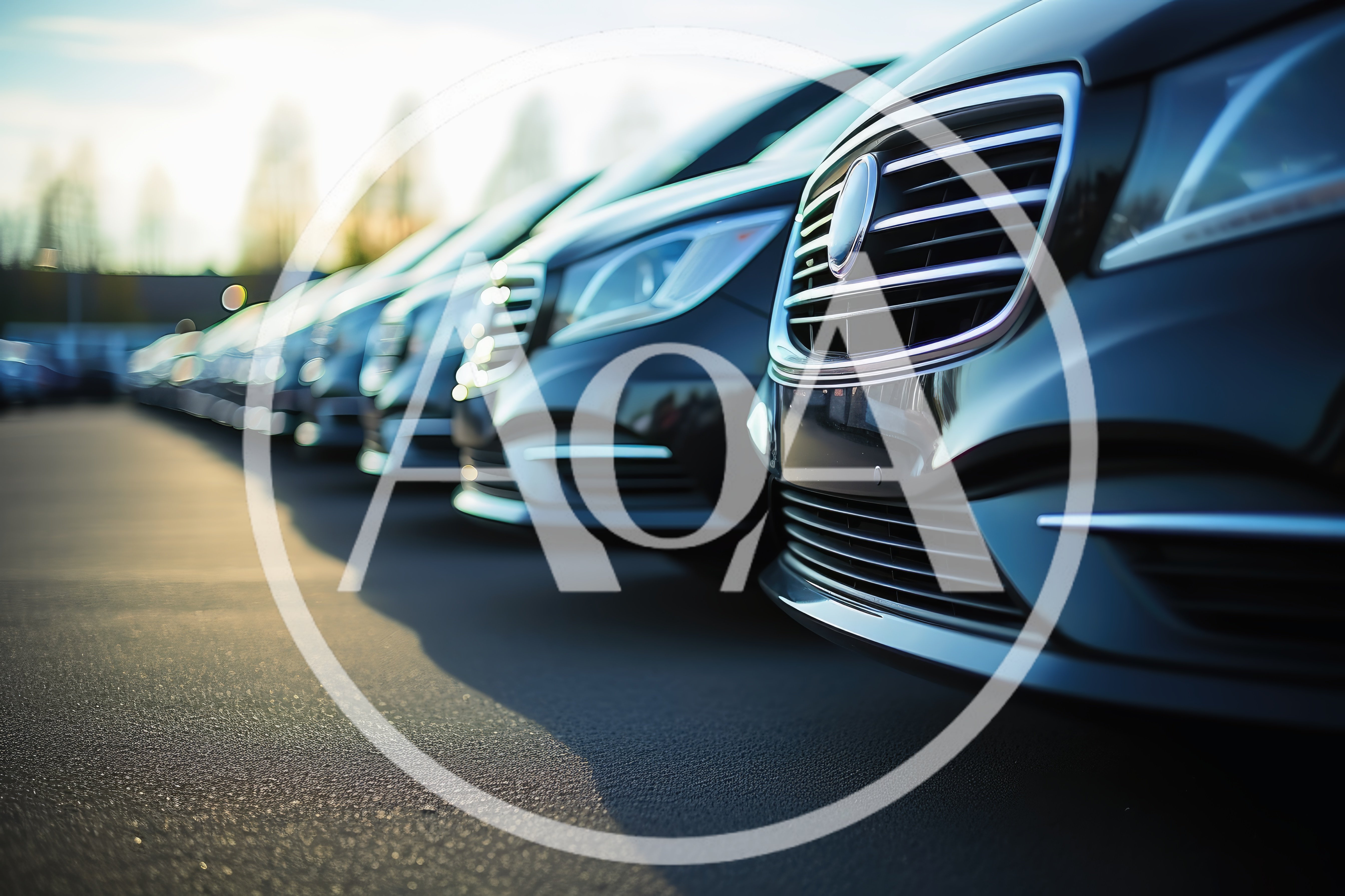 Row Of Luxury Sedans Parked At Dealership