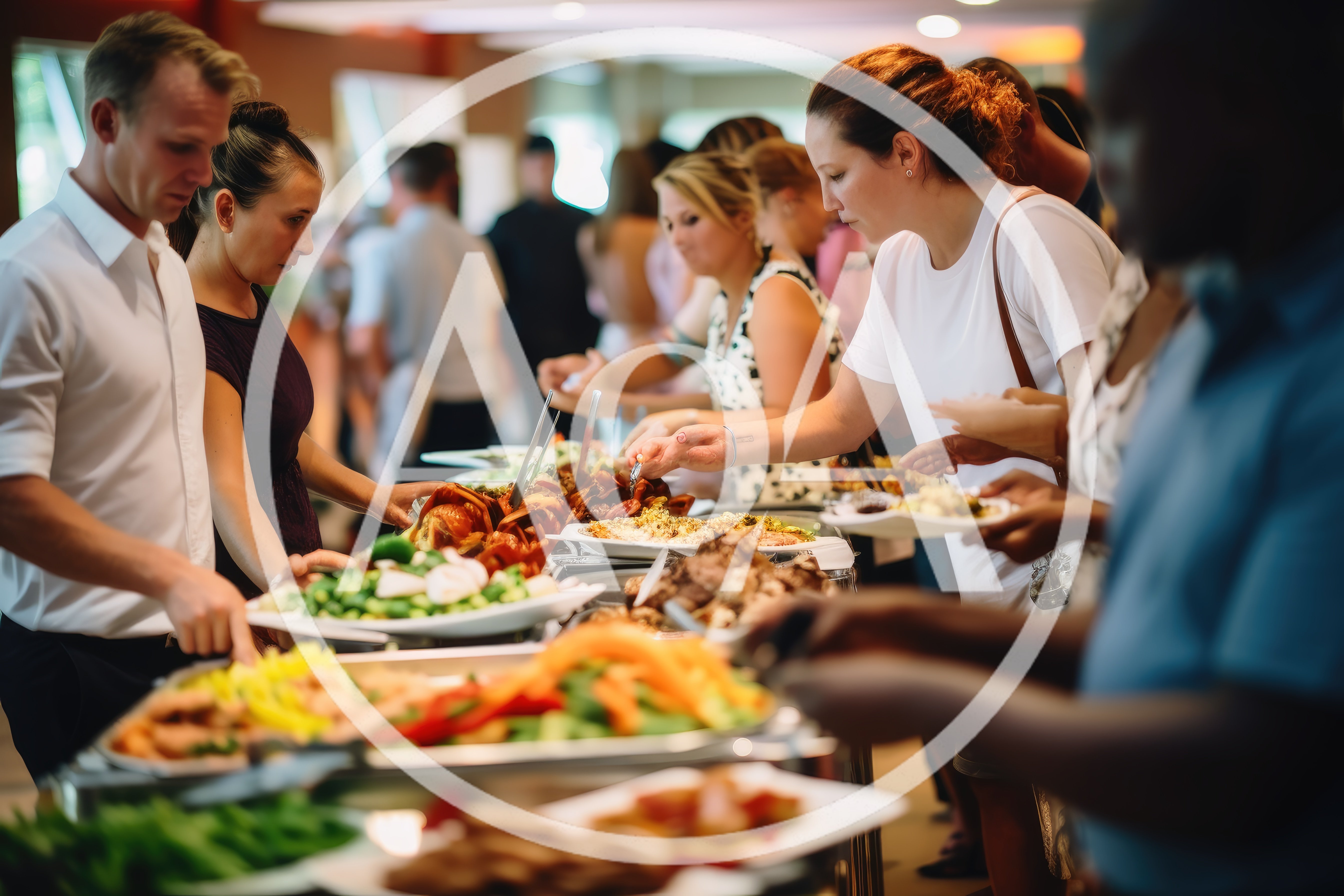 People Serving Themselves at a Buffet Line