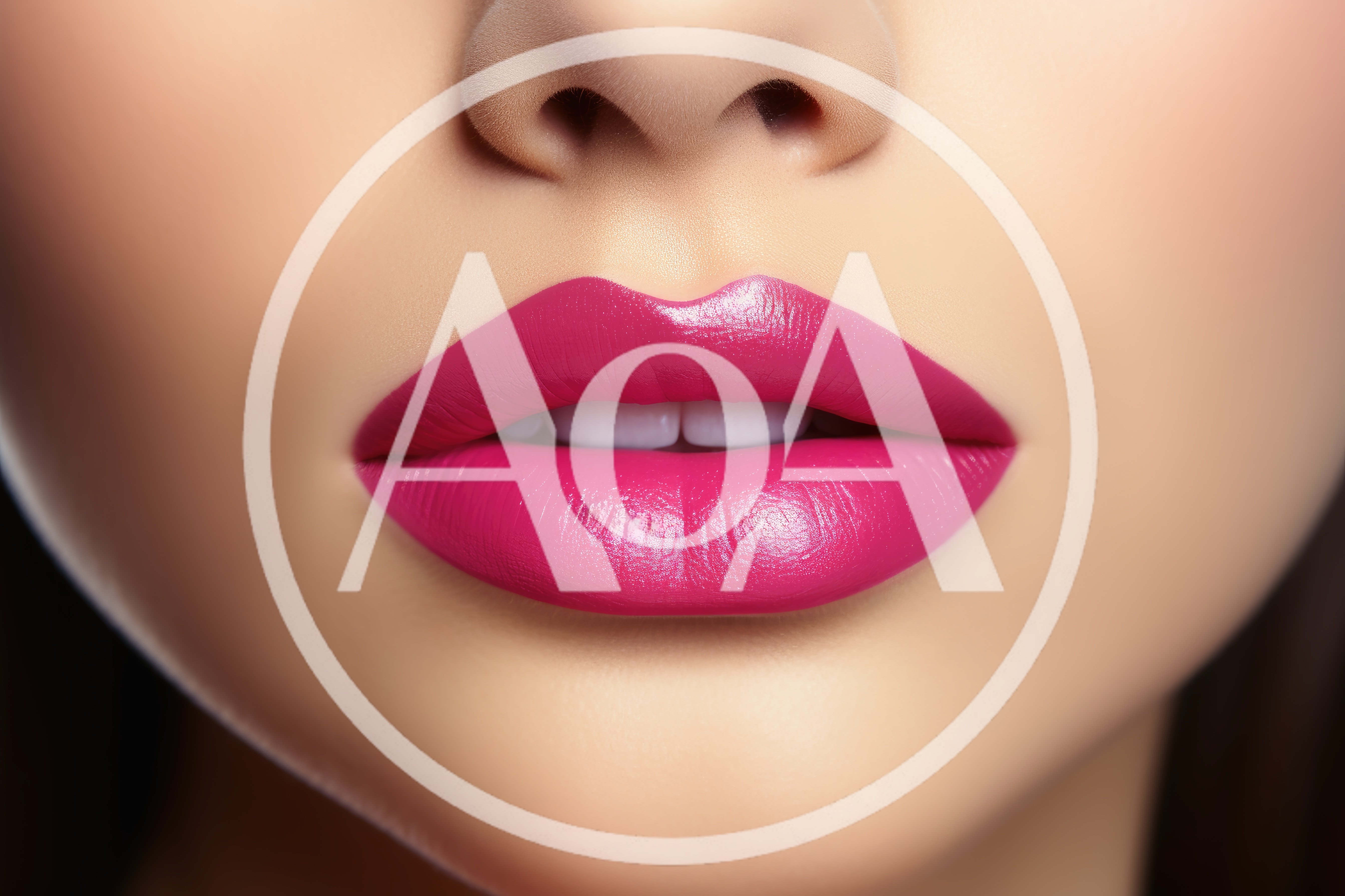 Close Up Of Woman With Vibrant Pink Lipstick