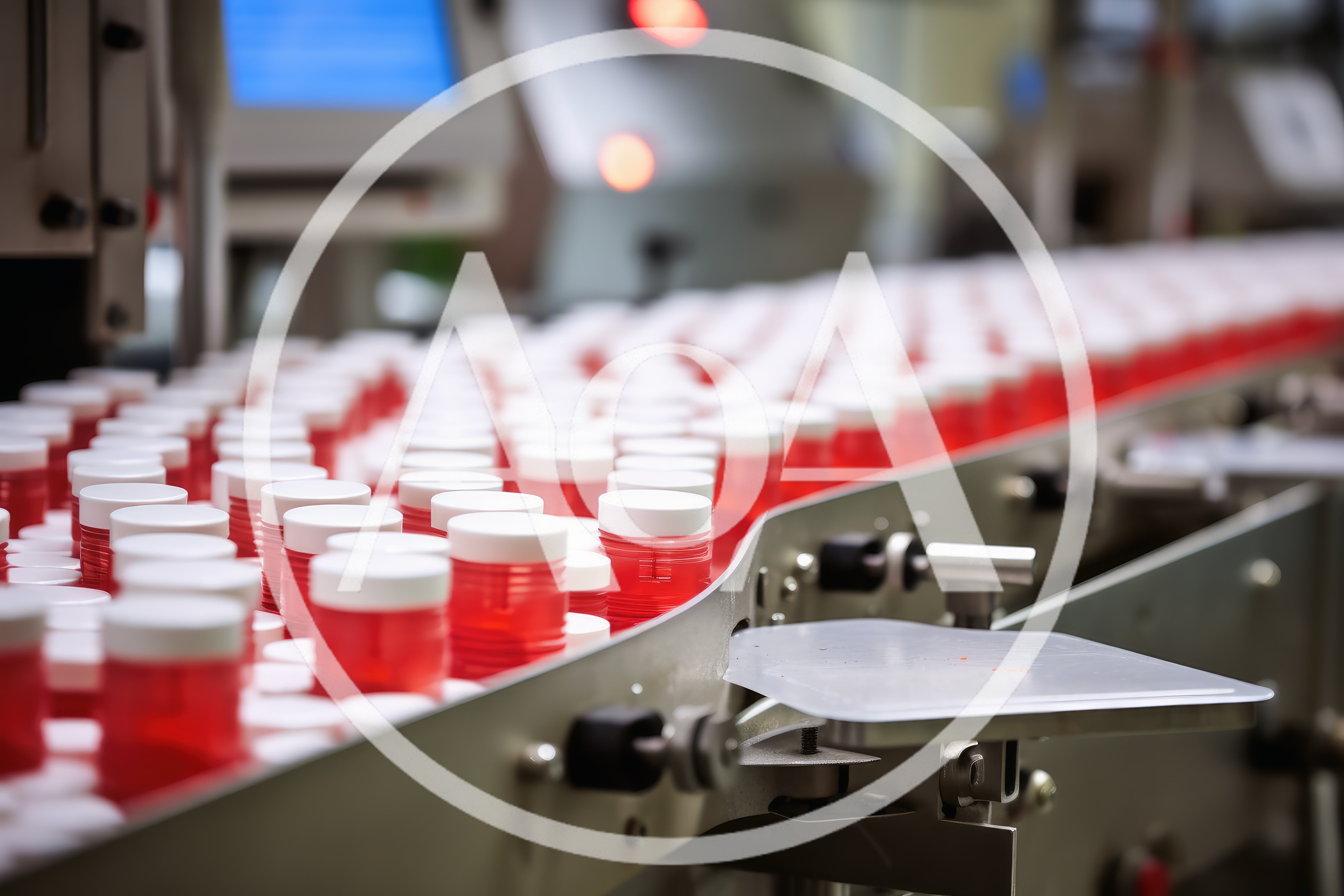 Pharmaceutical Bottles Moving Along An Automated Conveyor Belt