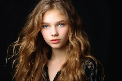 Portrait Of A Young Girl With Wavy Blonde Hair