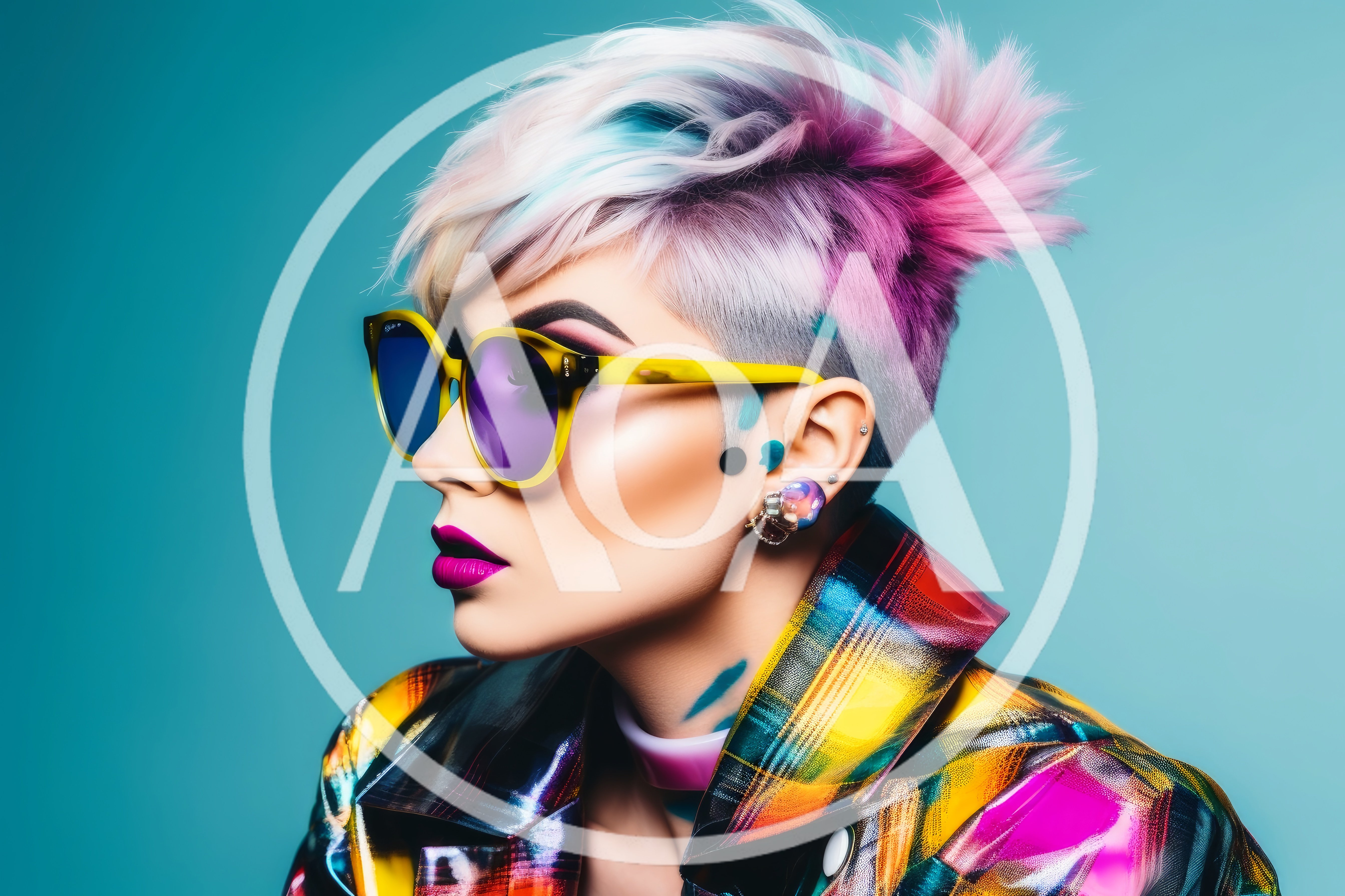 Portrait Of A Stylish Woman With Colorful Hair