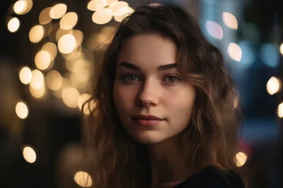 Portrait Of A Young Woman With Bokeh Background