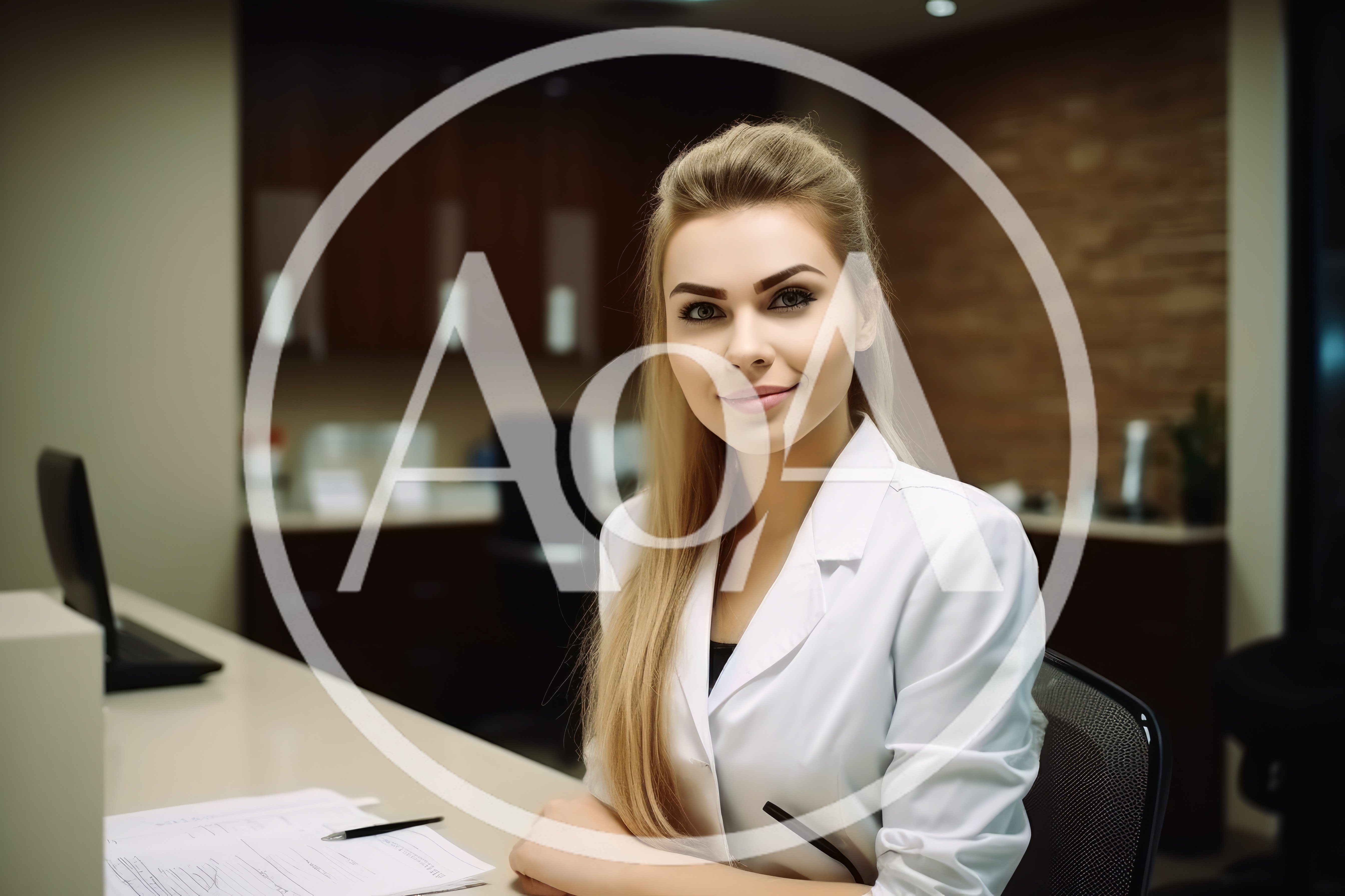 Professional Female Doctor Sitting At Office Desk
