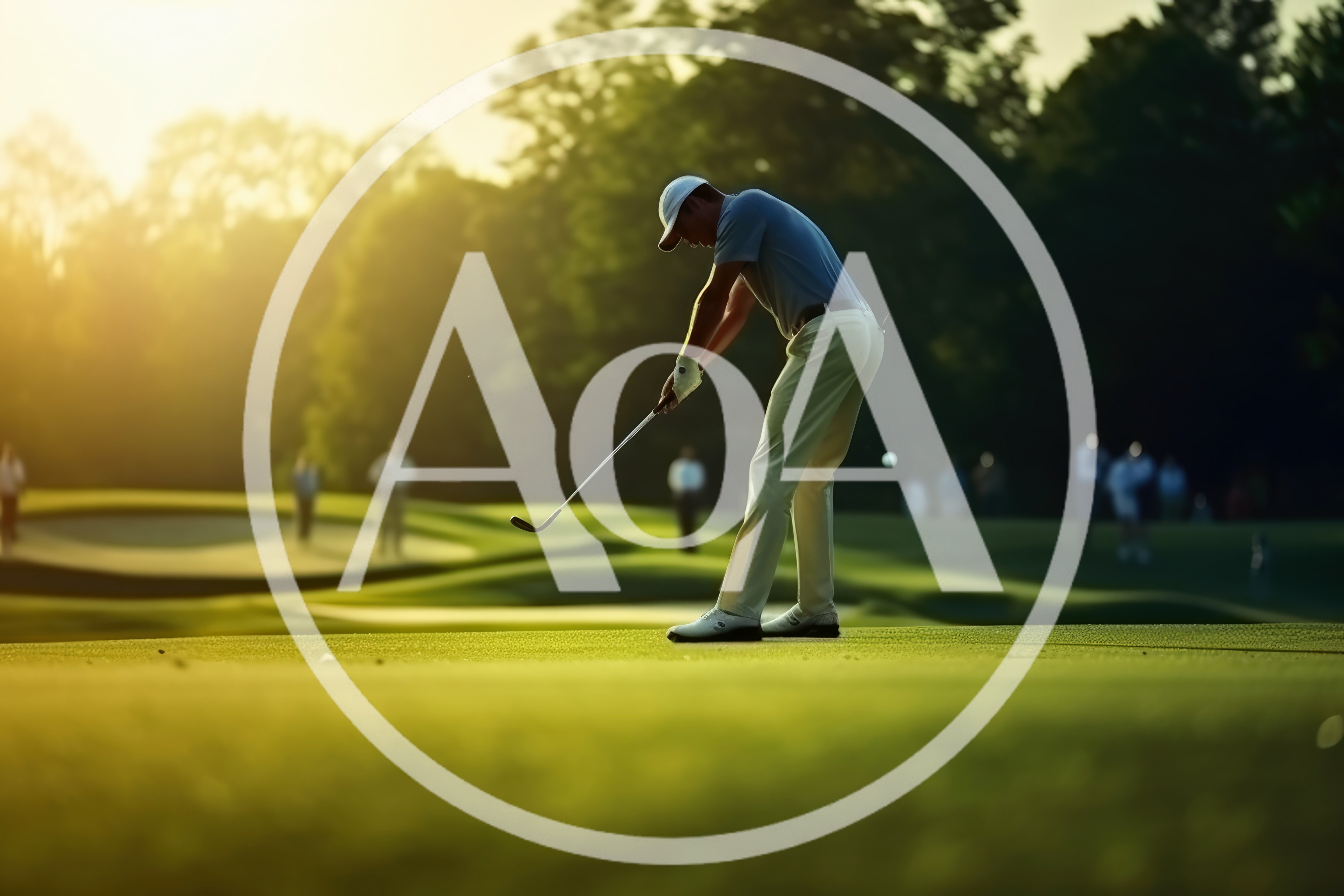 Professional Golfer Putting On A Sunny Golf Course